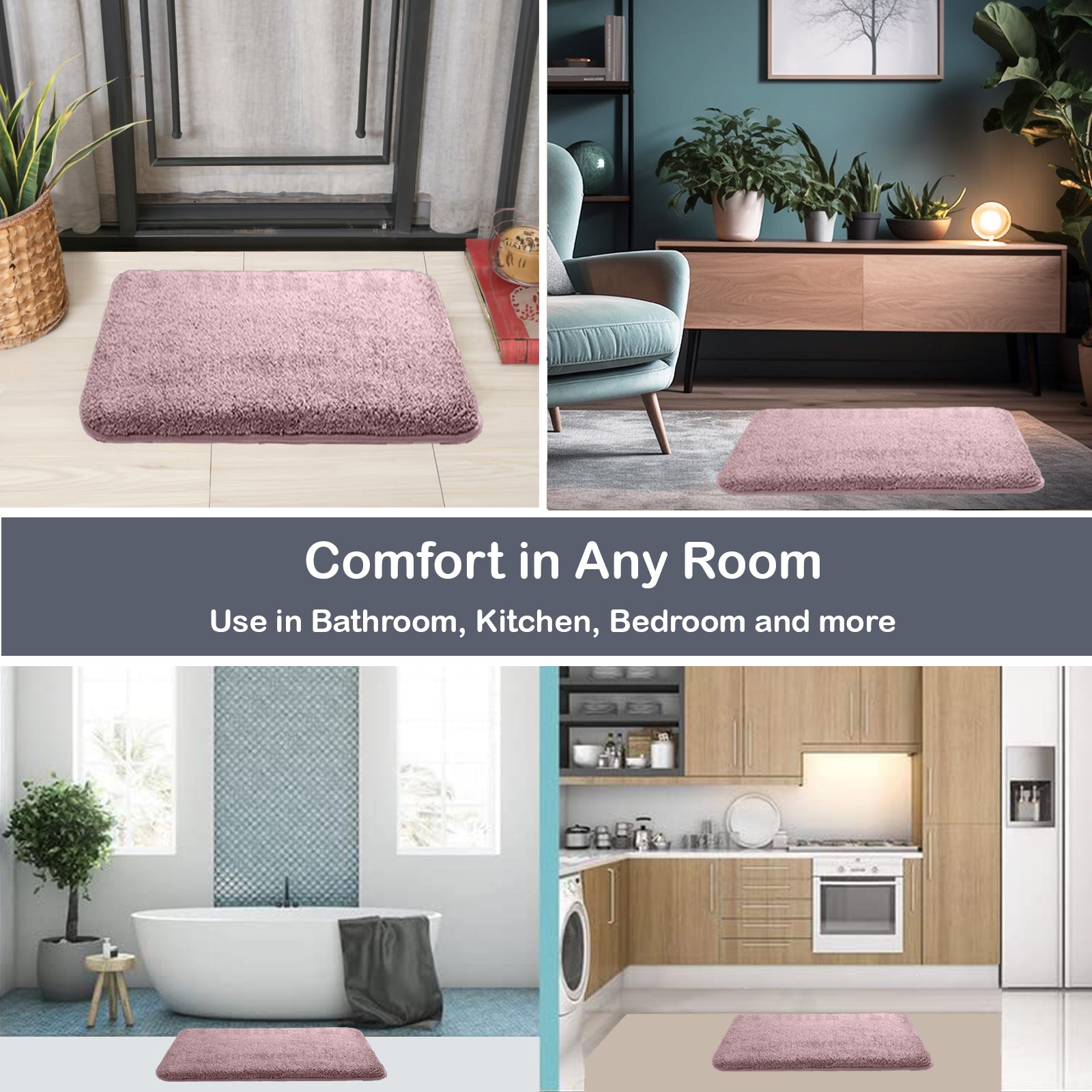 HOUSSE Anti Skid Ultra Absorbent Fluffy High Pile Plush Bathmat
