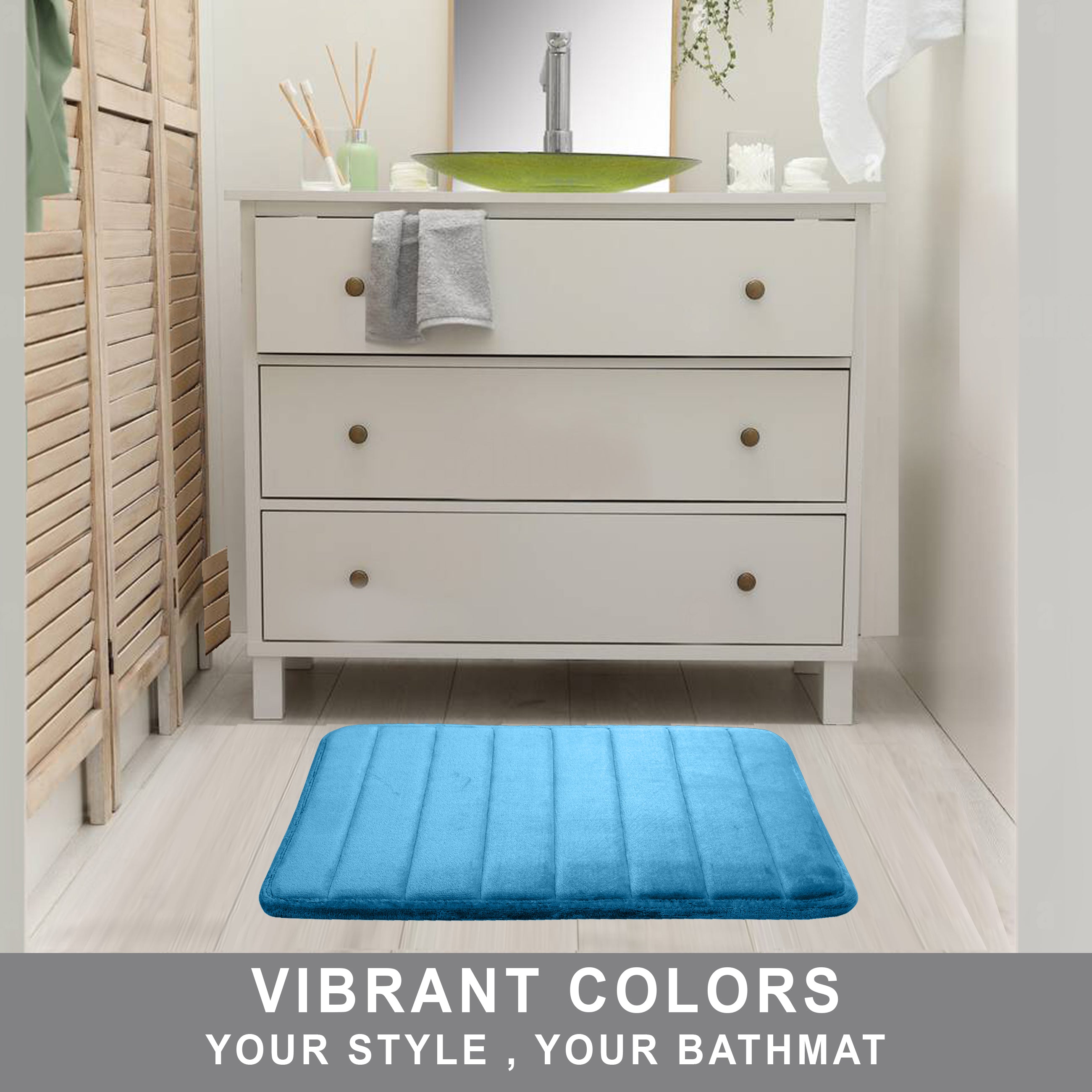 HOUSSE Minimalist Solid Color Bath Mat with Extra Cushioning