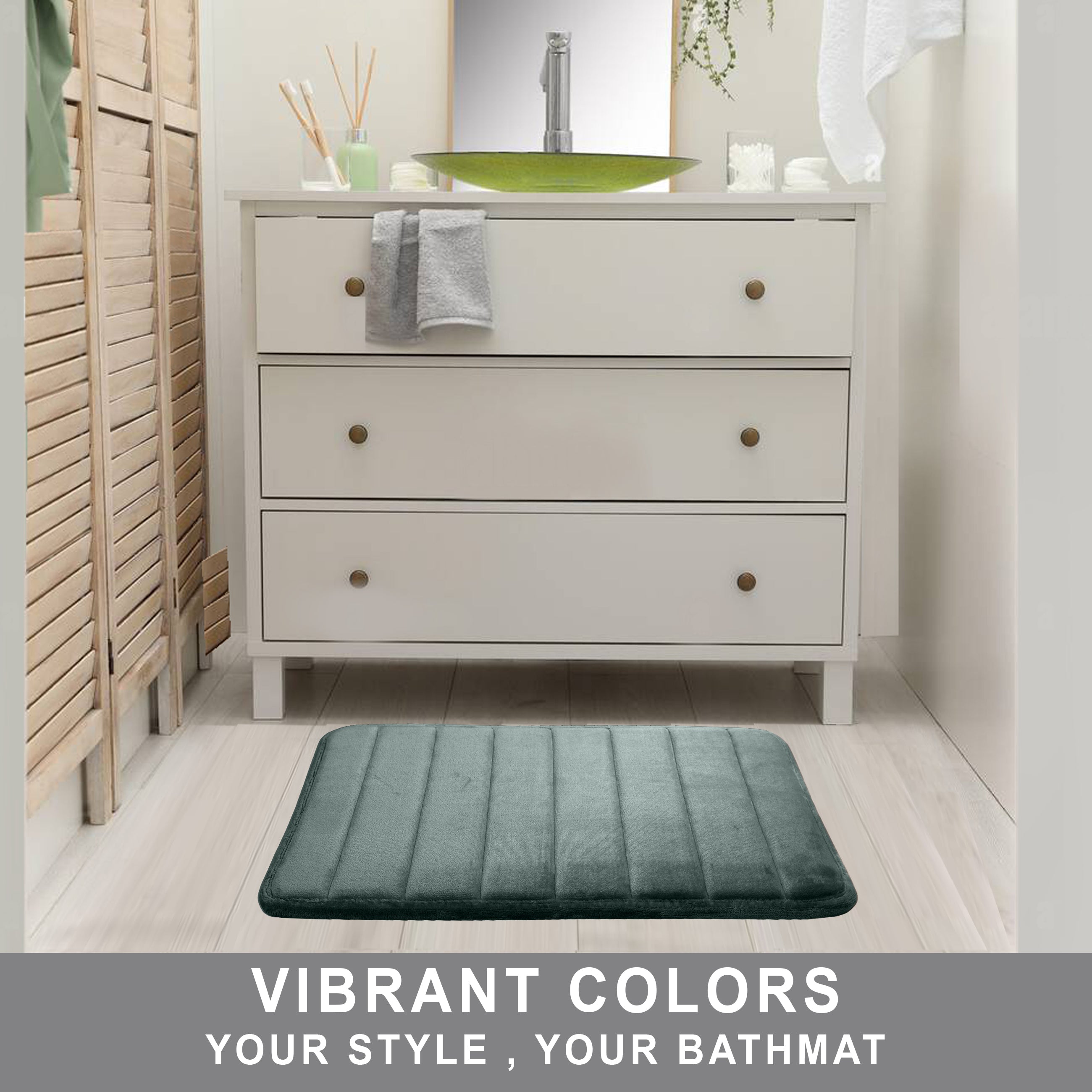 HOUSSE Minimalist Solid Color Bath Mat with Extra Cushioning