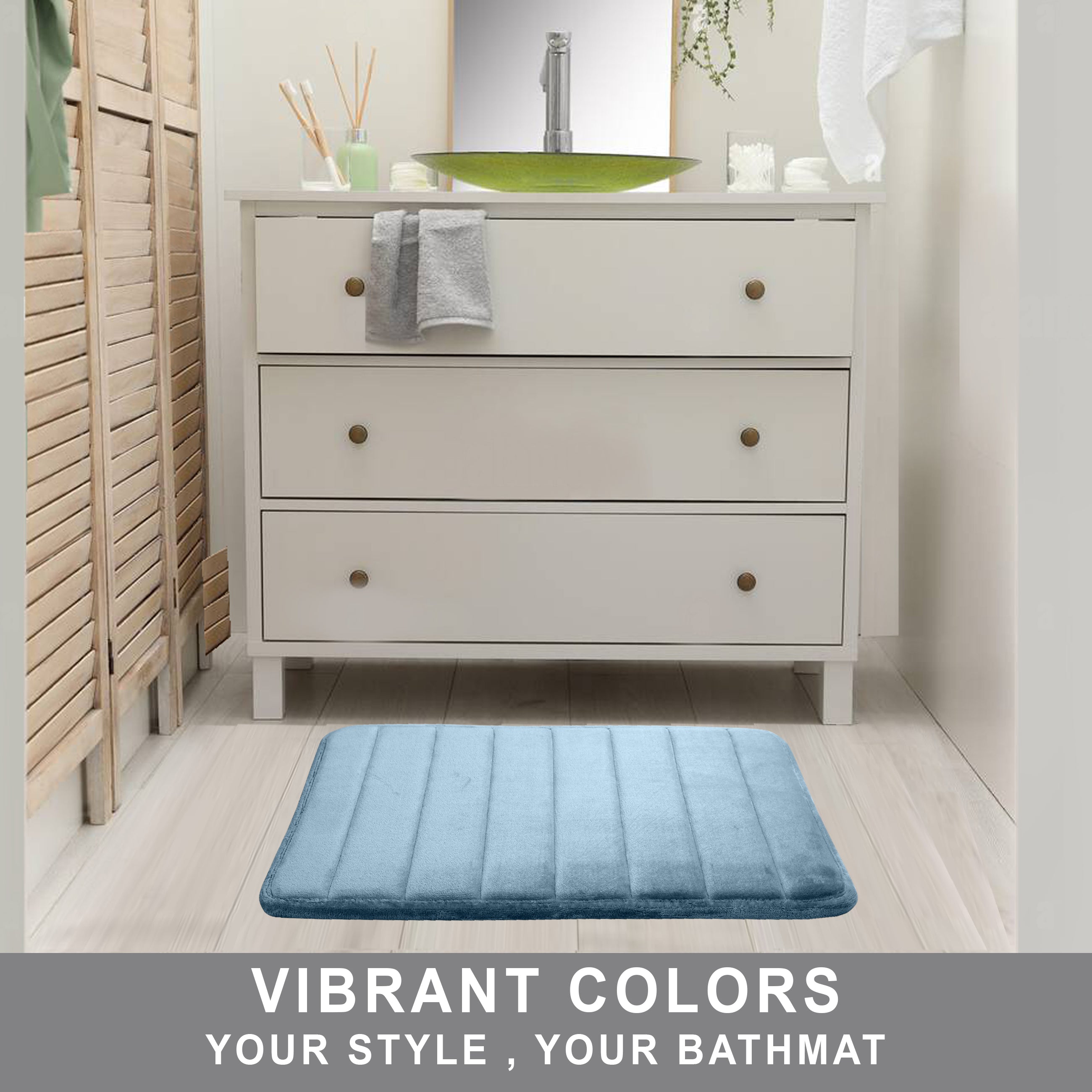 HOUSSE Minimalist Solid Color Bath Mat with Extra Cushioning