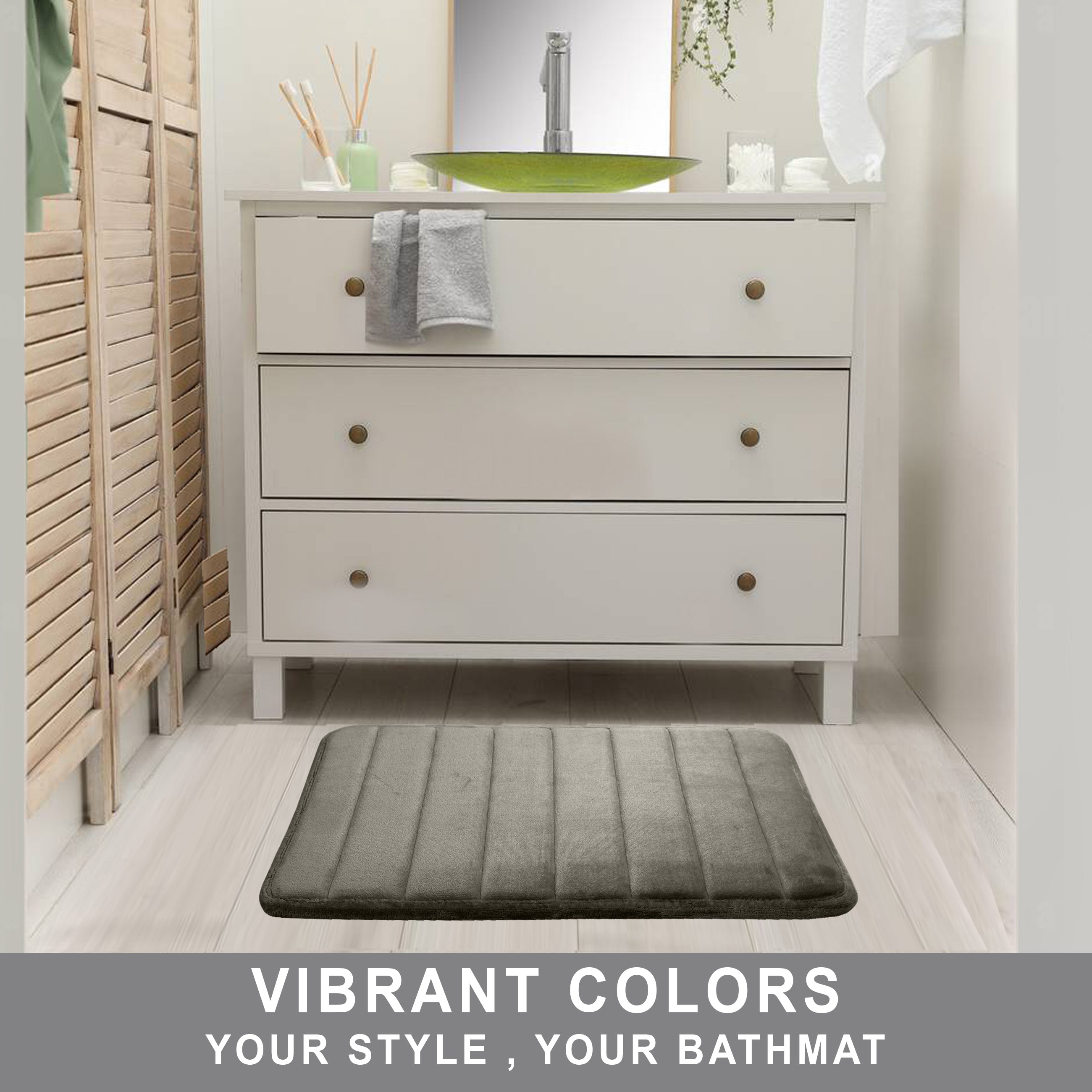 HOUSSE Minimalist Solid Color Bath Mat with Extra Cushioning