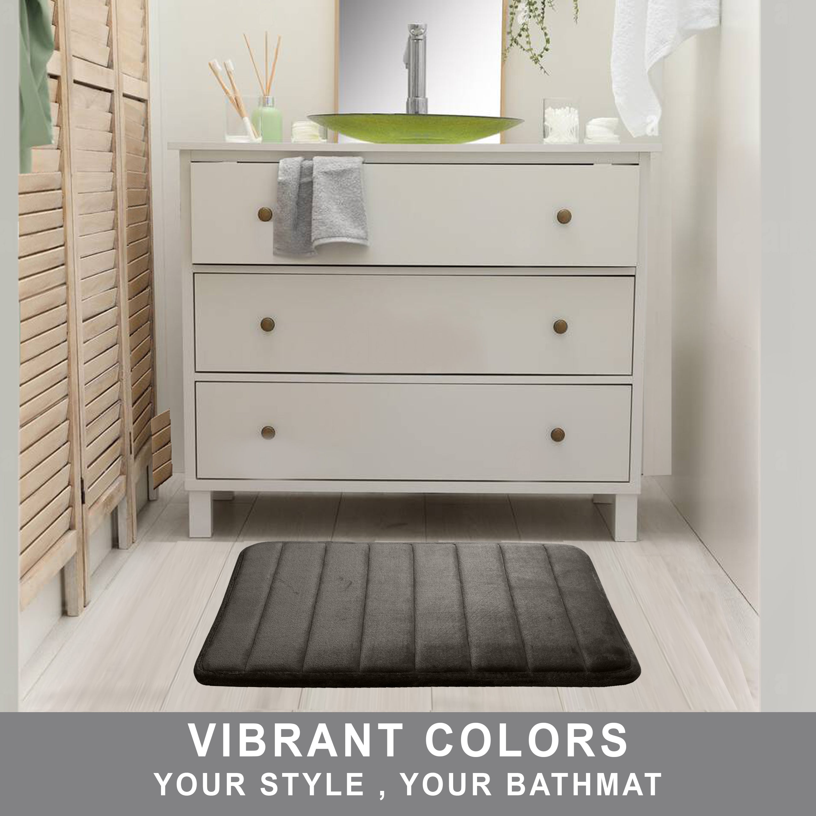 HOUSSE Minimalist Solid Color Bath Mat with Extra Cushioning