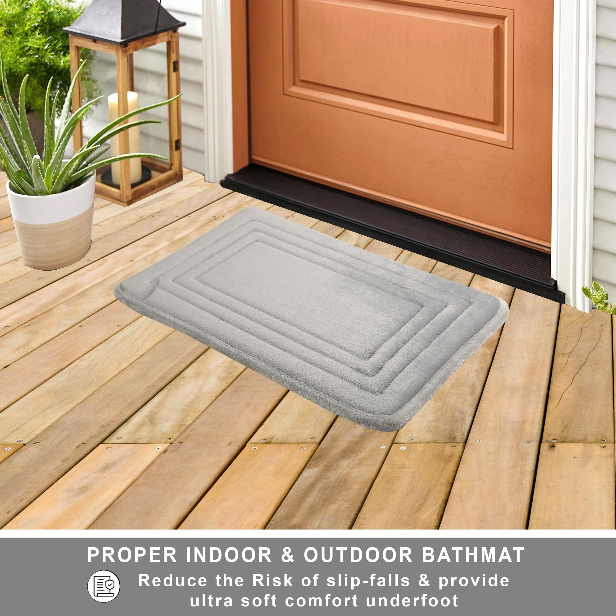 HOUSSE Premium Soft Microfiber Bath Mat with Cushioned Border Design