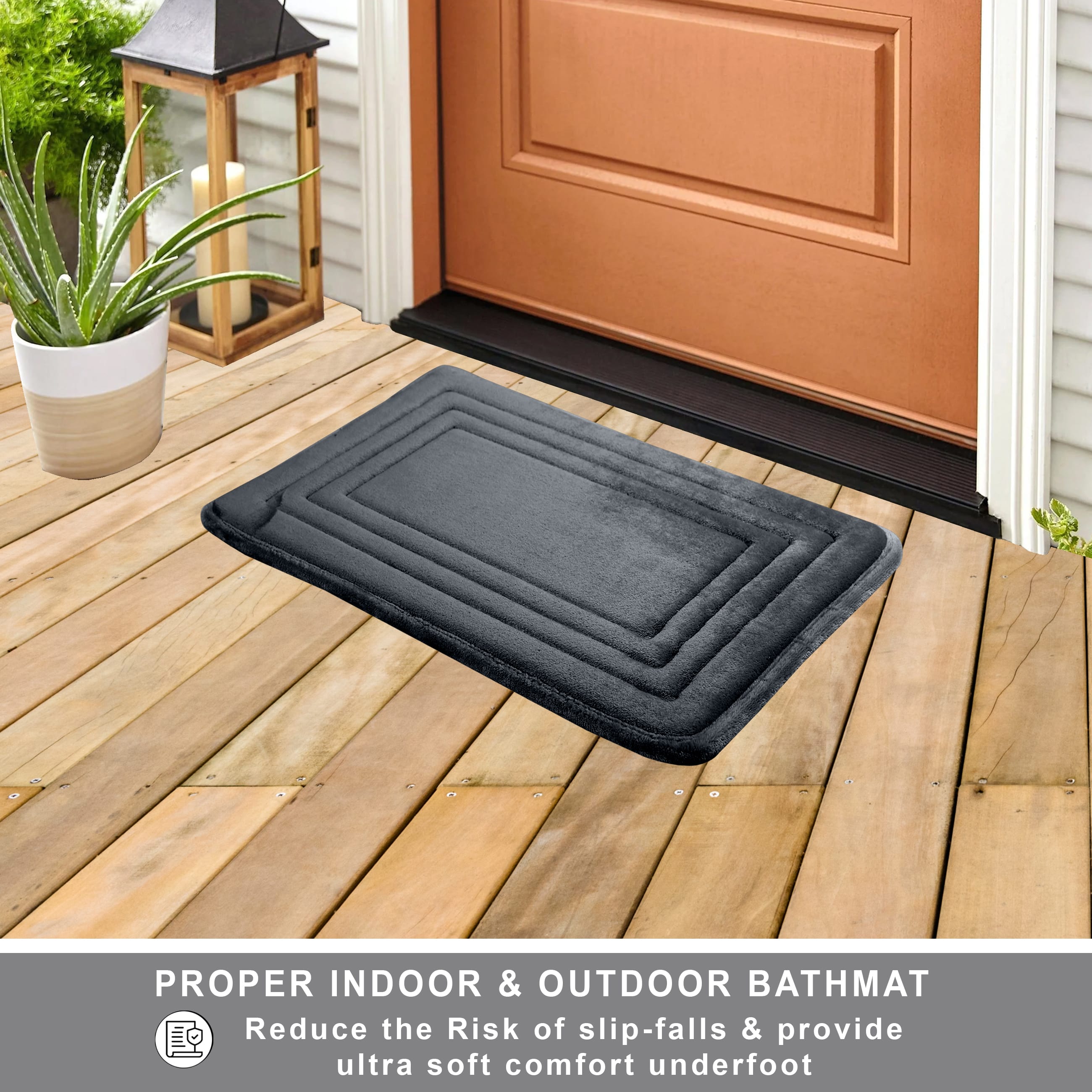 HOUSSE Premium Soft Microfiber Bath Mat with Cushioned Border Design