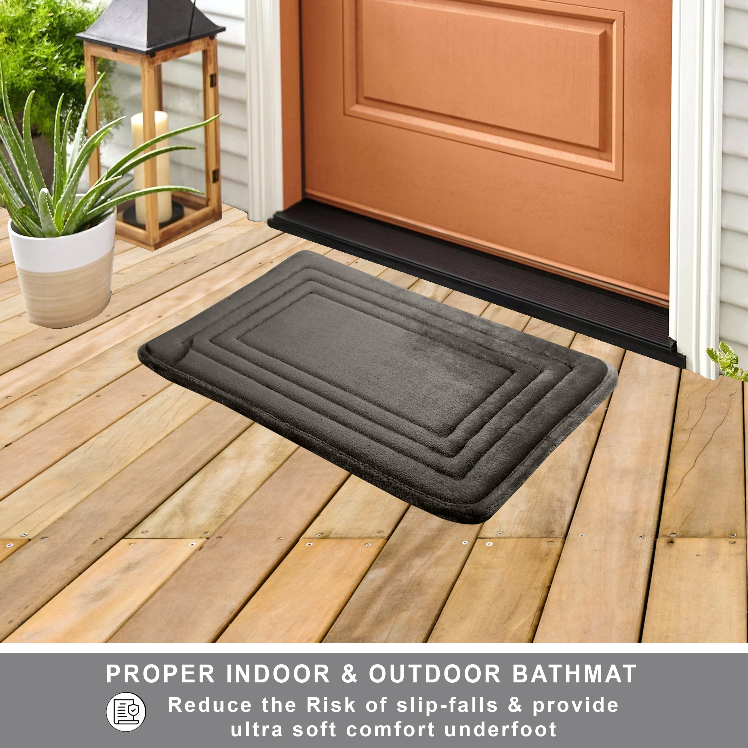 HOUSSE Premium Soft Microfiber Bath Mat with Cushioned Border Design