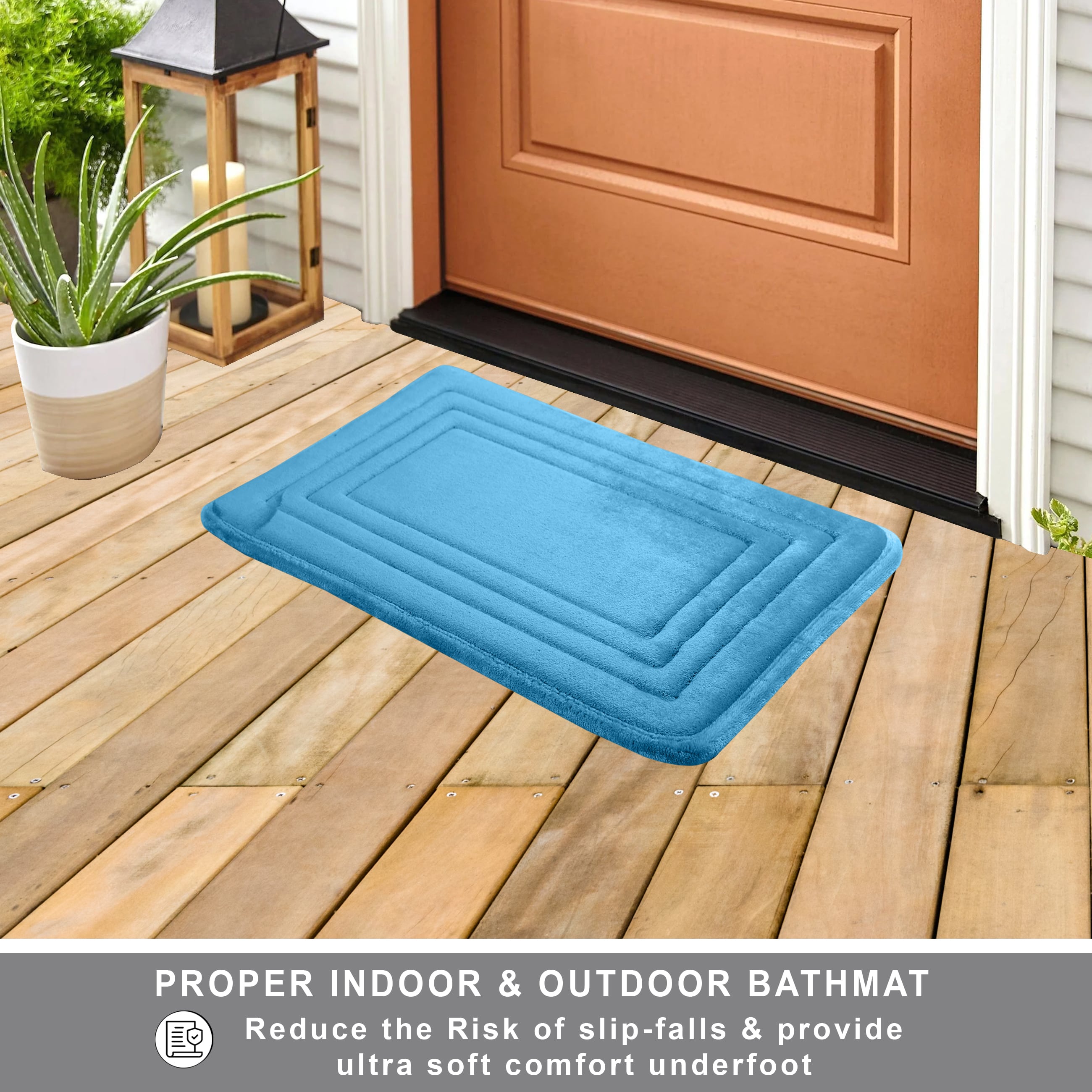 HOUSSE Premium Soft Microfiber Bath Mat with Cushioned Border Design