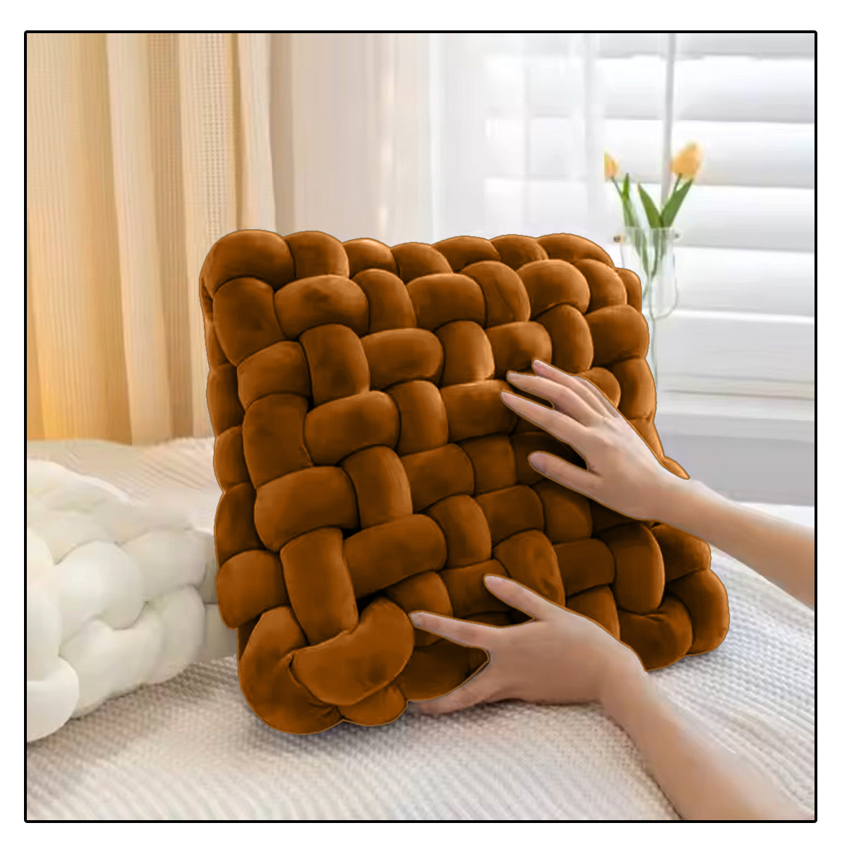 HOUSSE Chunky Knit Cushion | Soft Plush Woven Throw Pillow for Sofa & Bed