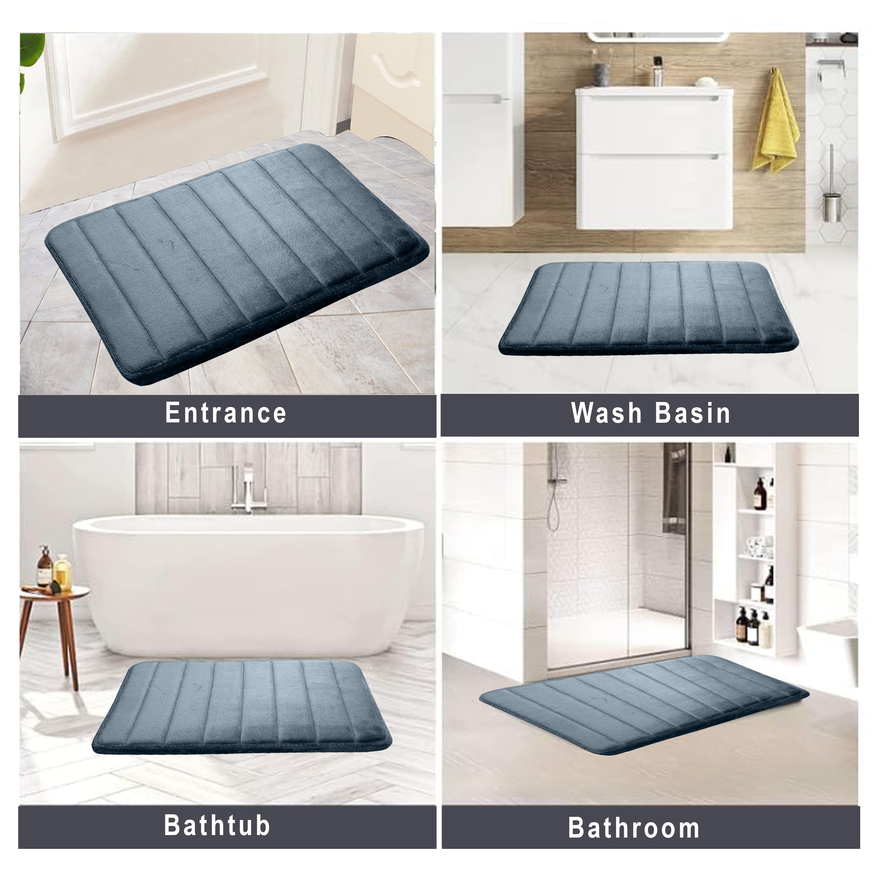 HOUSSE Minimalist Solid Color Bath Mat with Extra Cushioning