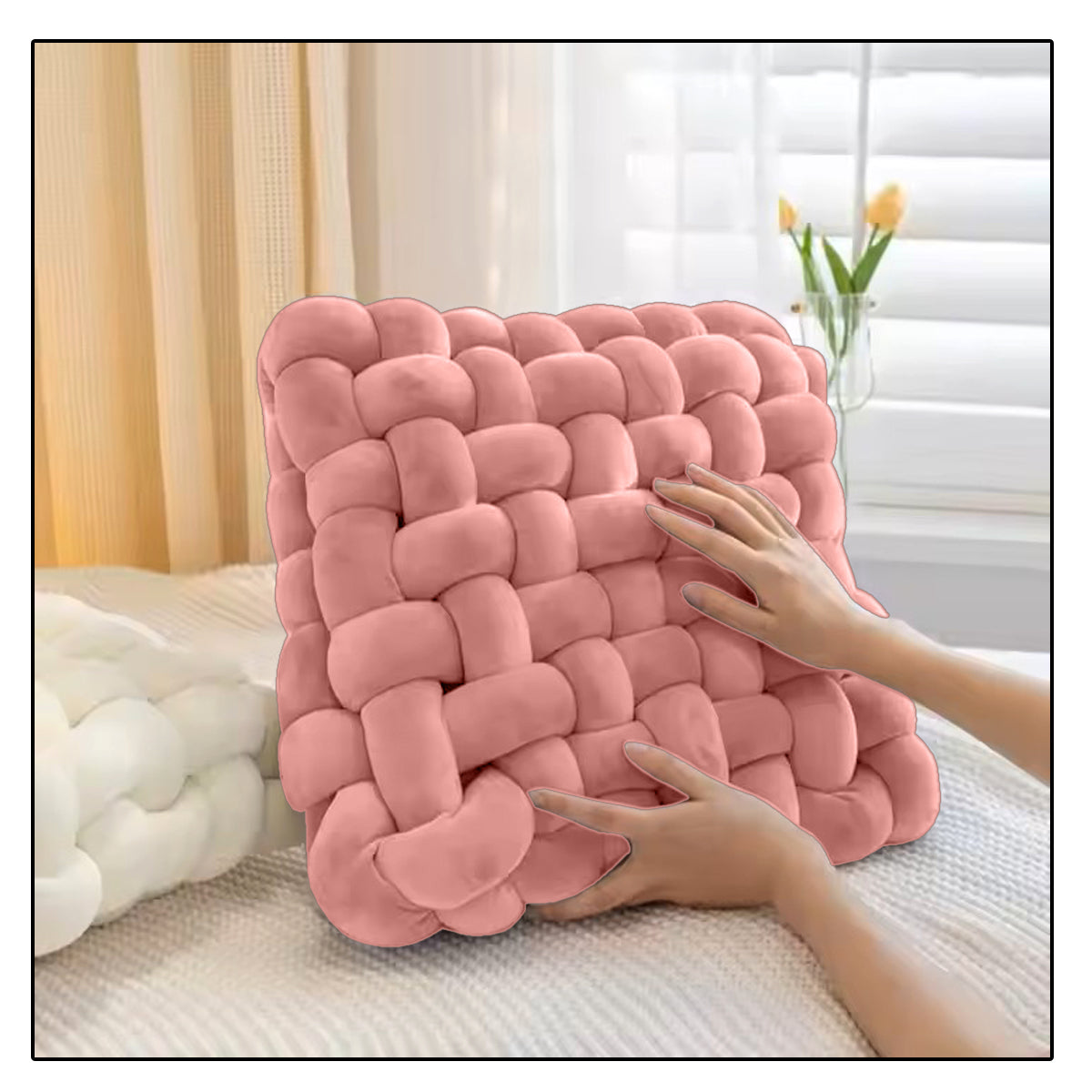 HOUSSE Chunky Knit Cushion | Soft Plush Woven Throw Pillow for Sofa & Bed