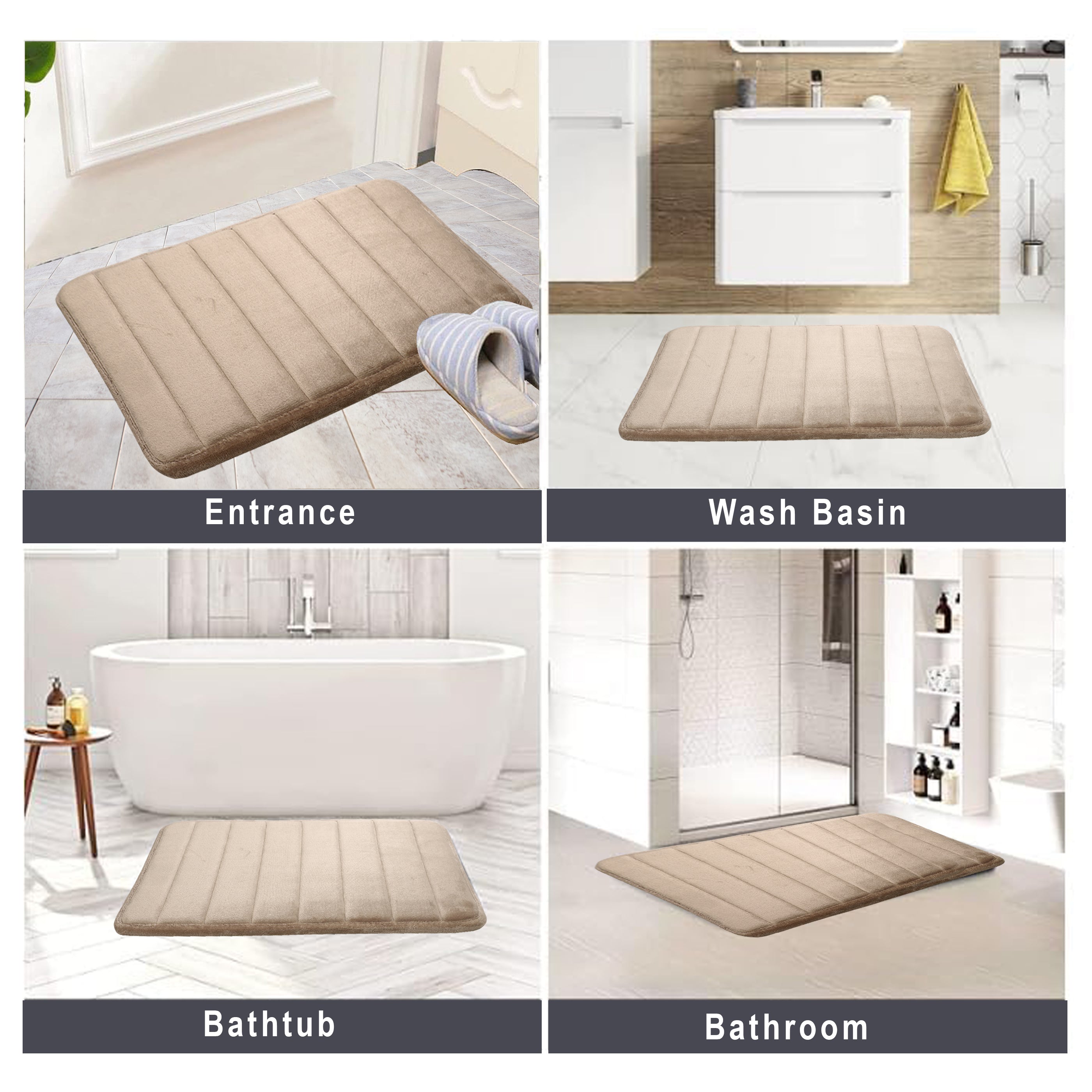 HOUSSE Minimalist Solid Color Bath Mat with Extra Cushioning