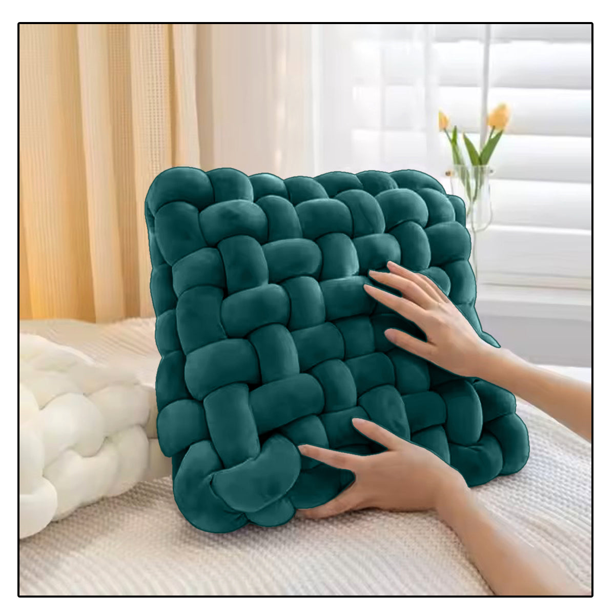 HOUSSE Chunky Knit Cushion | Soft Plush Woven Throw Pillow for Sofa & Bed