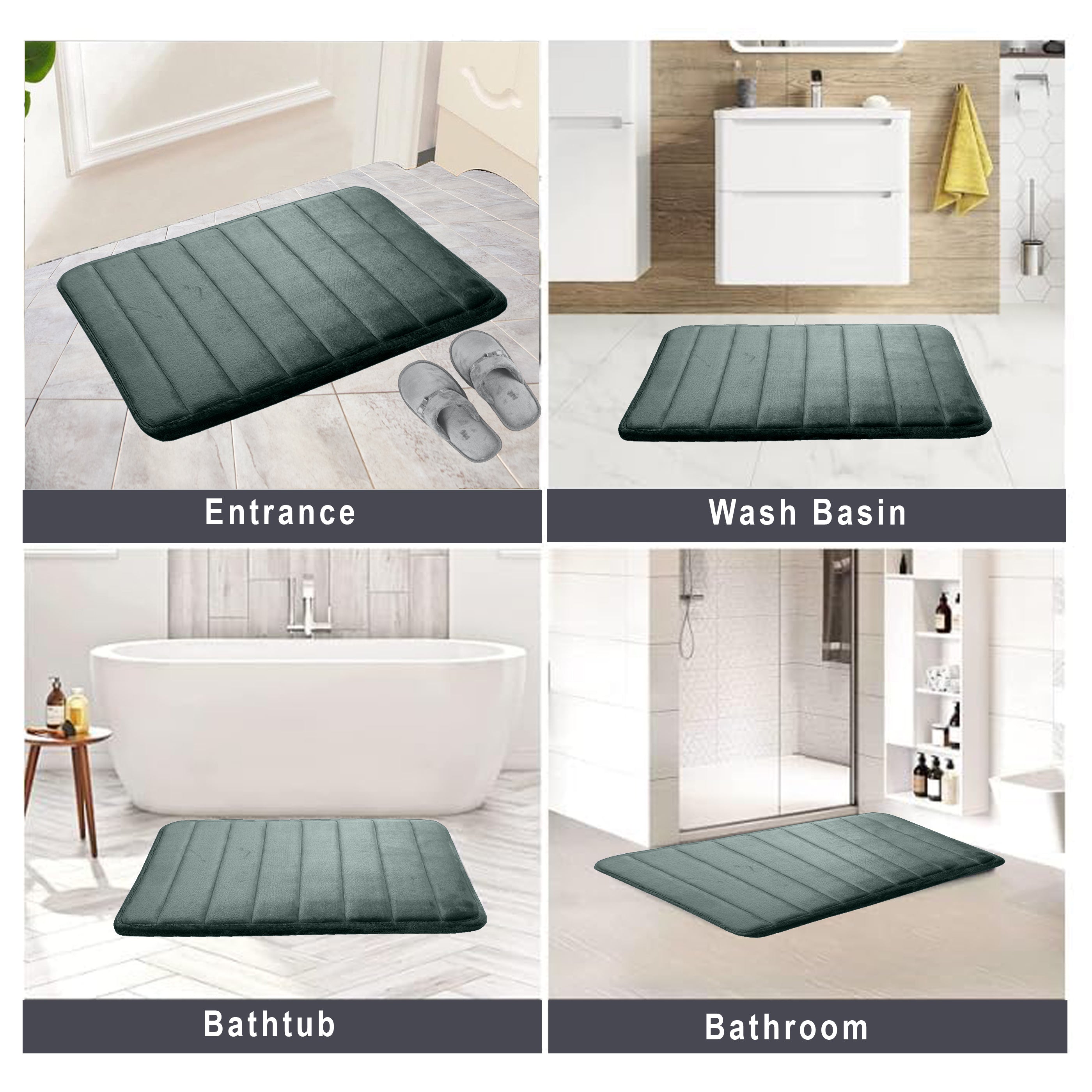 HOUSSE Minimalist Solid Color Bath Mat with Extra Cushioning