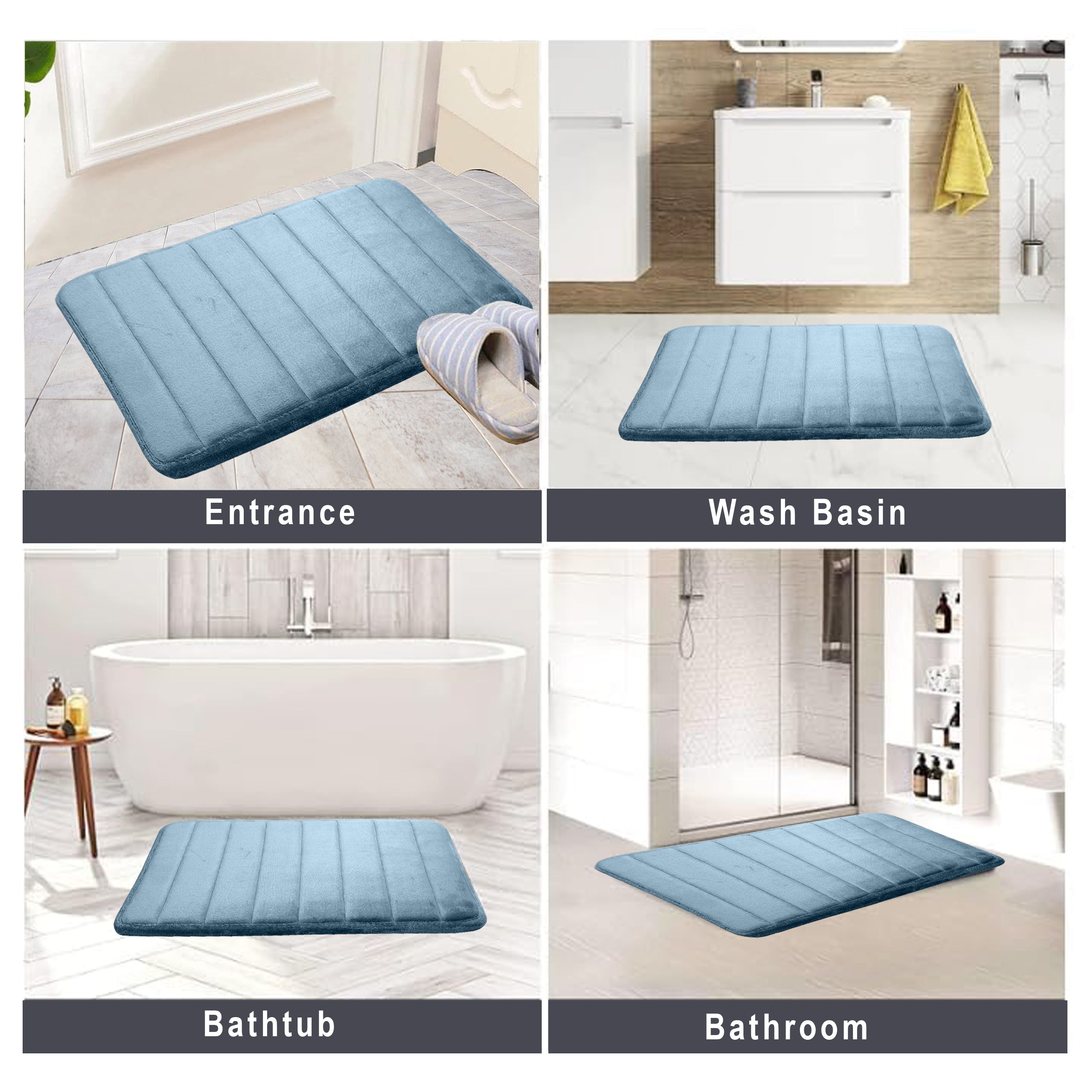 HOUSSE Minimalist Solid Color Bath Mat with Extra Cushioning