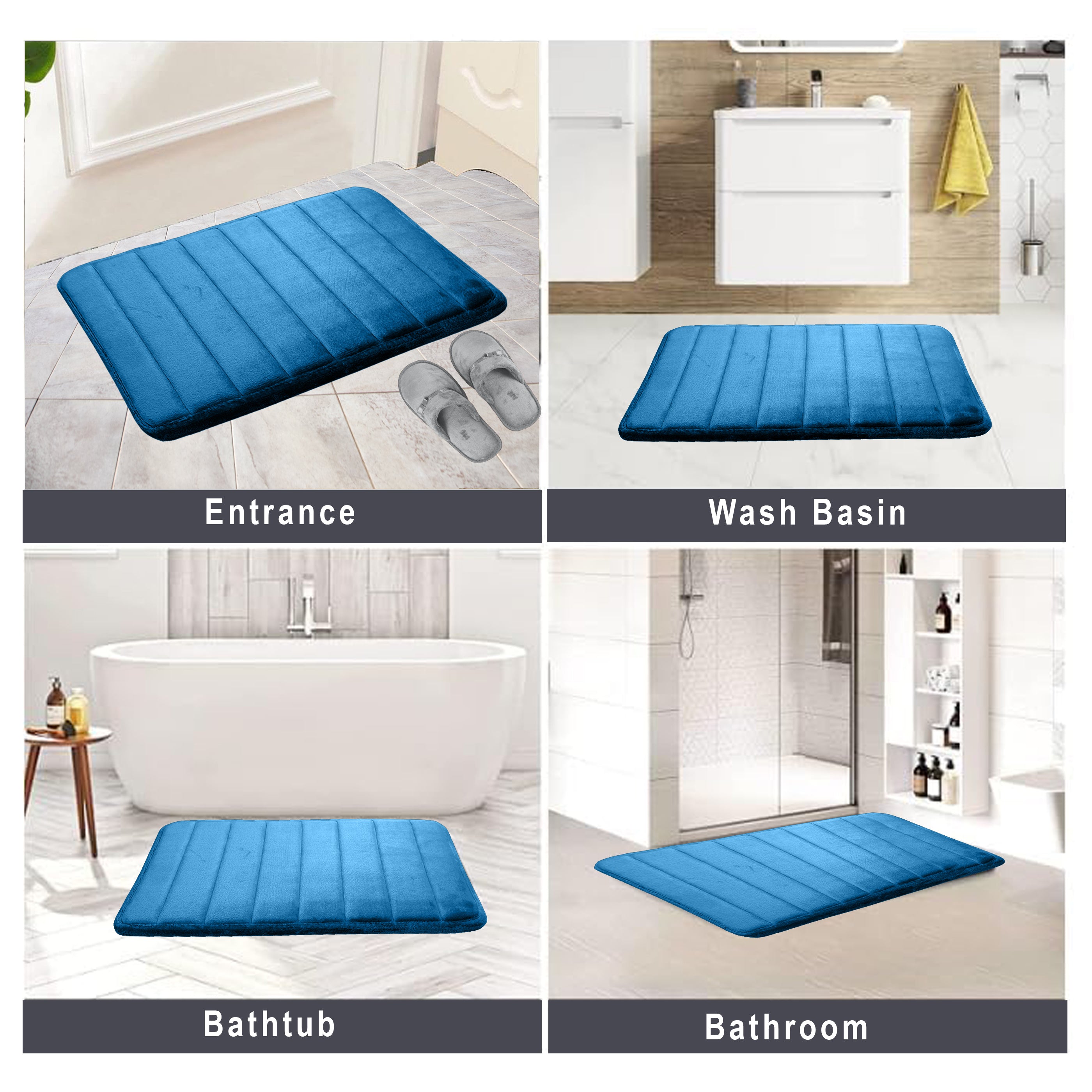 HOUSSE Minimalist Solid Color Bath Mat with Extra Cushioning
