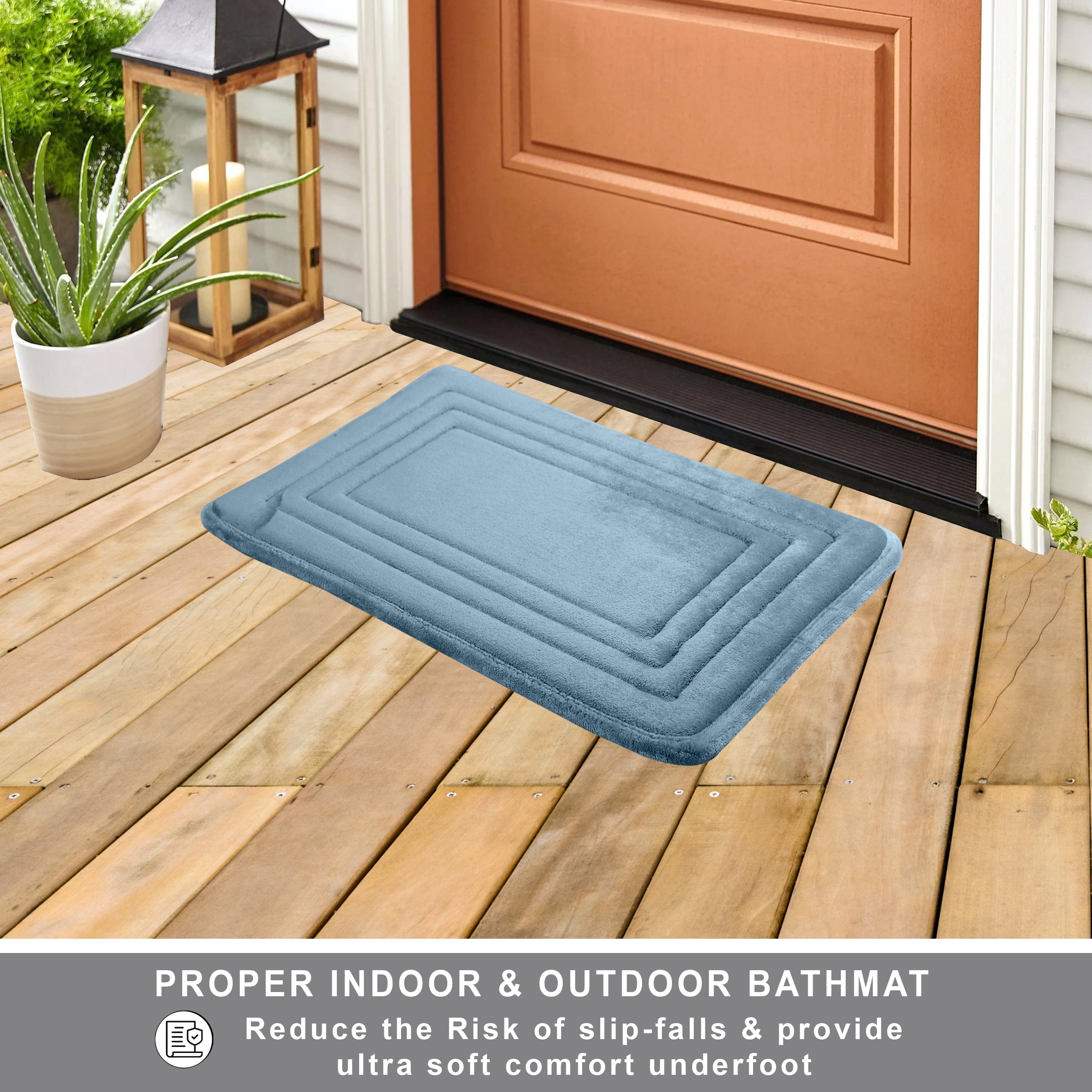 HOUSSE Premium Soft Microfiber Bath Mat with Cushioned Border Design