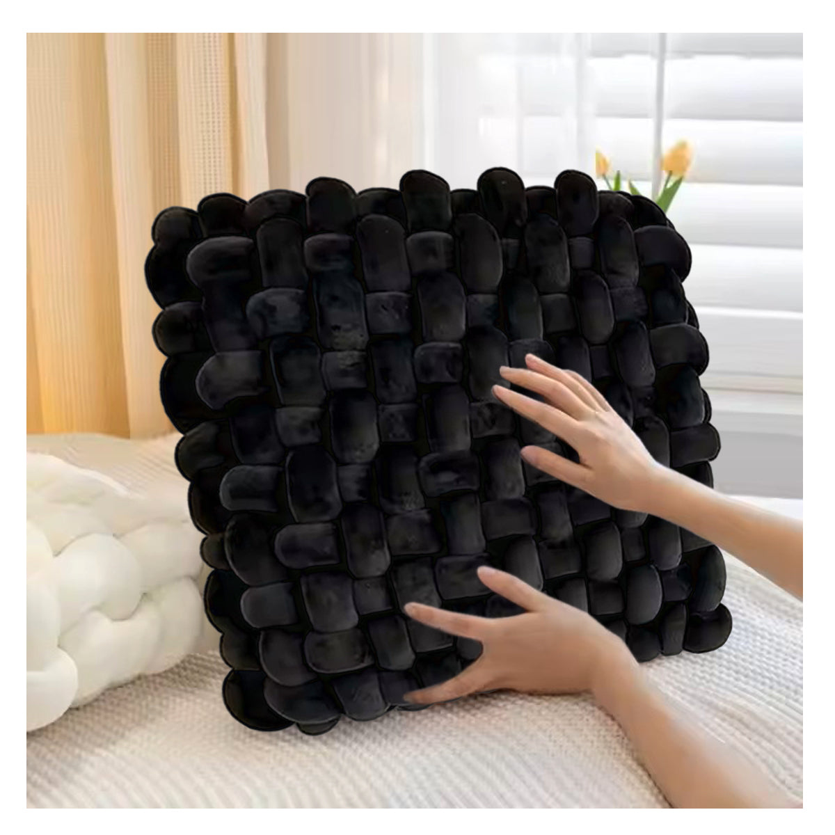 HOUSSE Chunky Knit Cushion | Soft Plush Woven Throw Pillow for Sofa & Bed