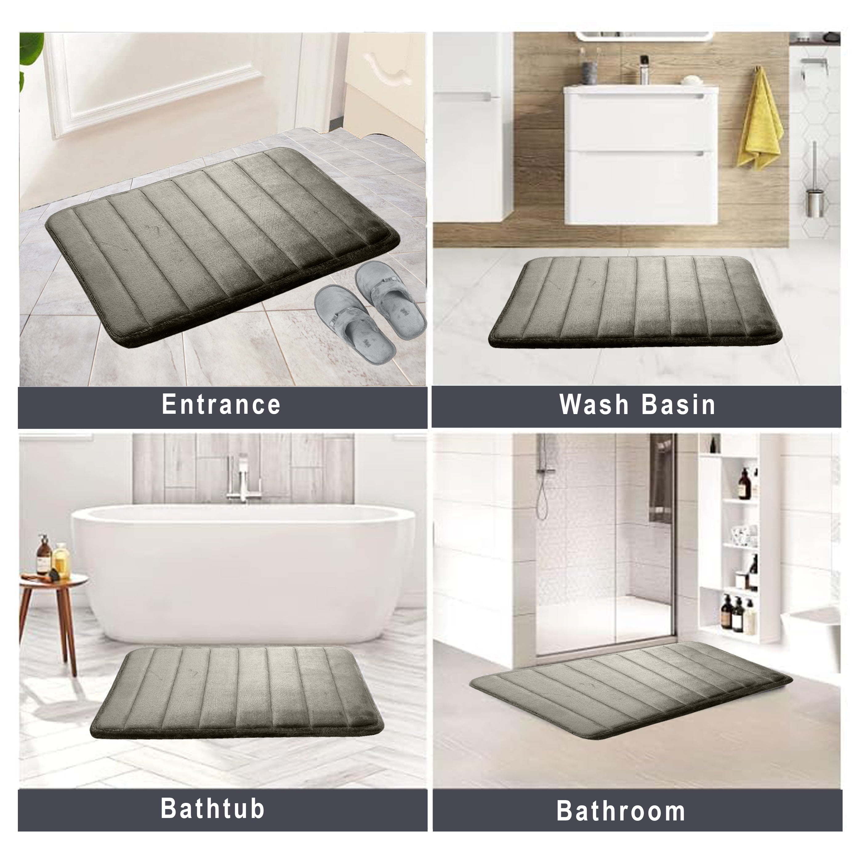 HOUSSE Minimalist Solid Color Bath Mat with Extra Cushioning