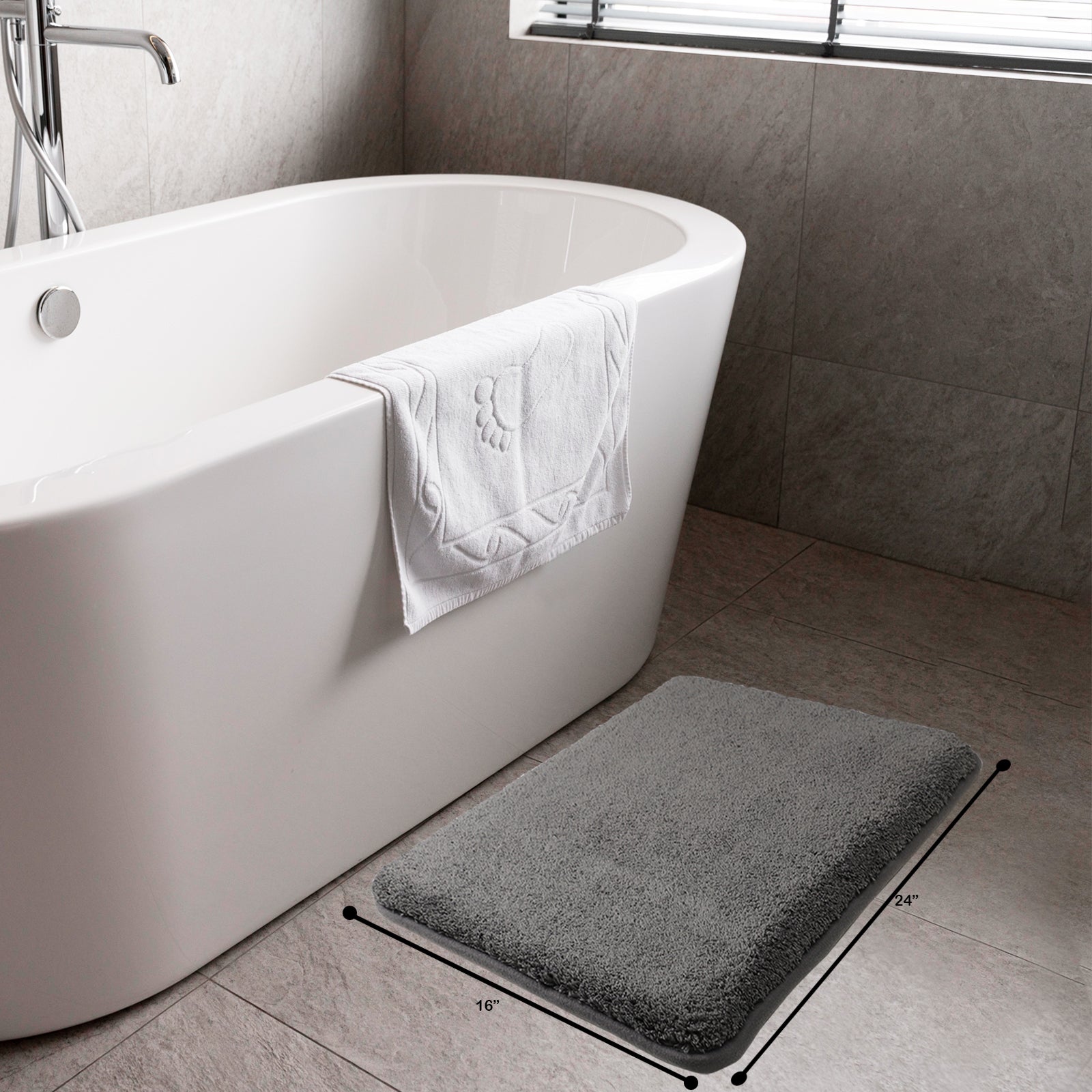 HOUSSE Anti Skid Ultra Absorbent Fluffy High Pile Plush Bathmat