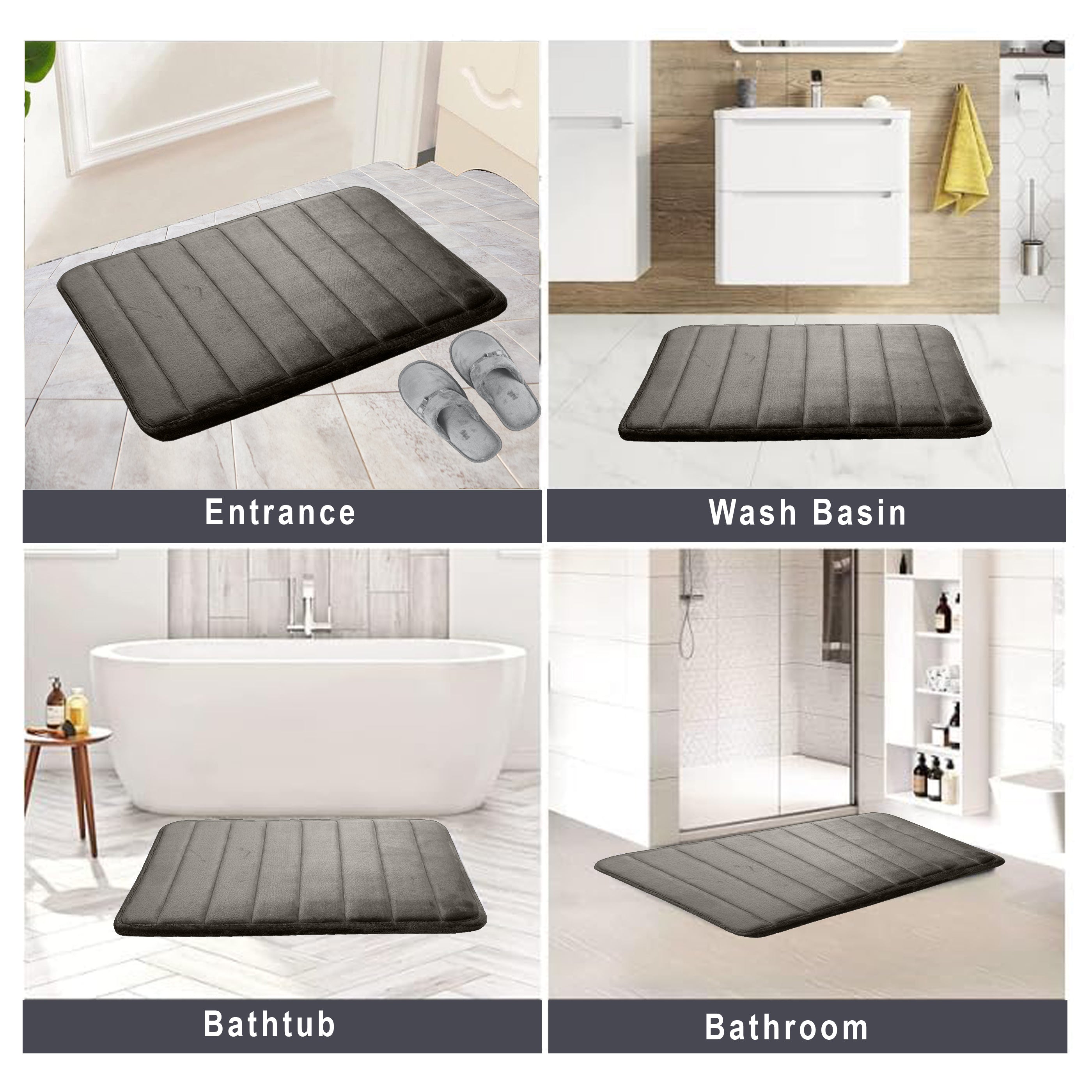 HOUSSE Minimalist Solid Color Bath Mat with Extra Cushioning