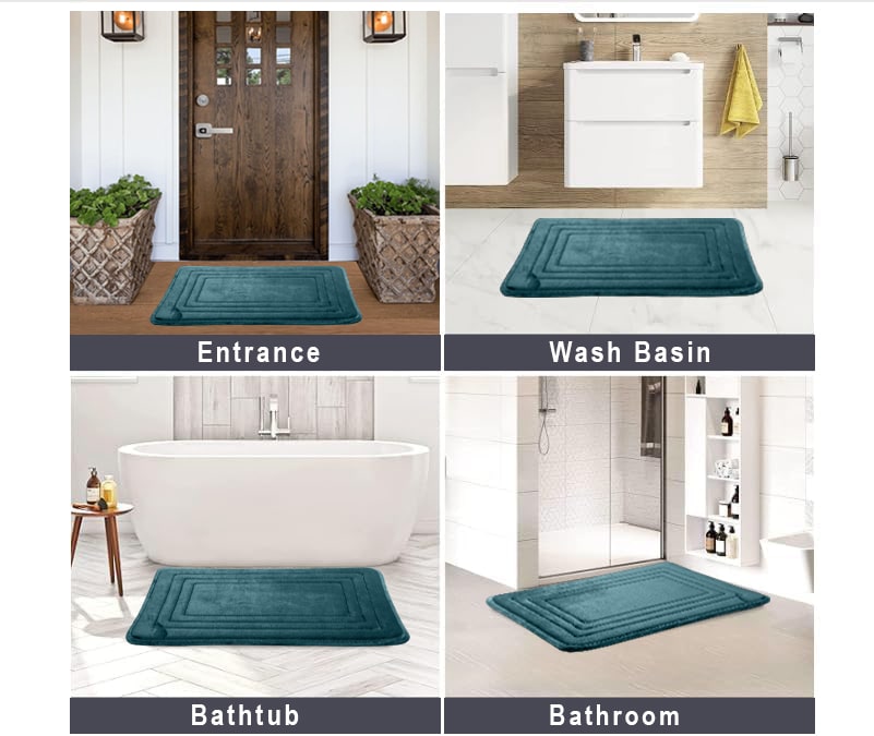 HOUSSE Premium Soft Microfiber Bath Mat with Cushioned Border Design