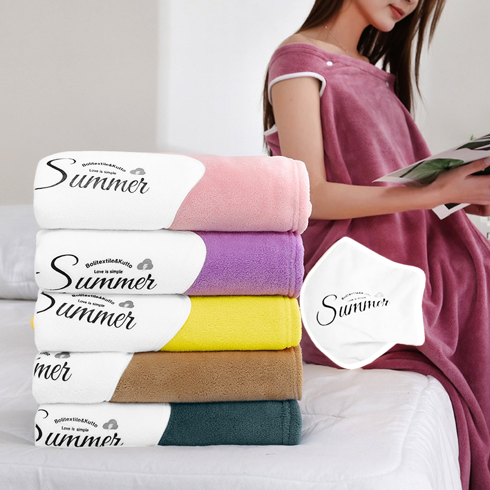 HOUSSE Wearable Spa Bath Towel for Women | Soft, Cozy Wrap with Snap Closure | 110 x 140 cms