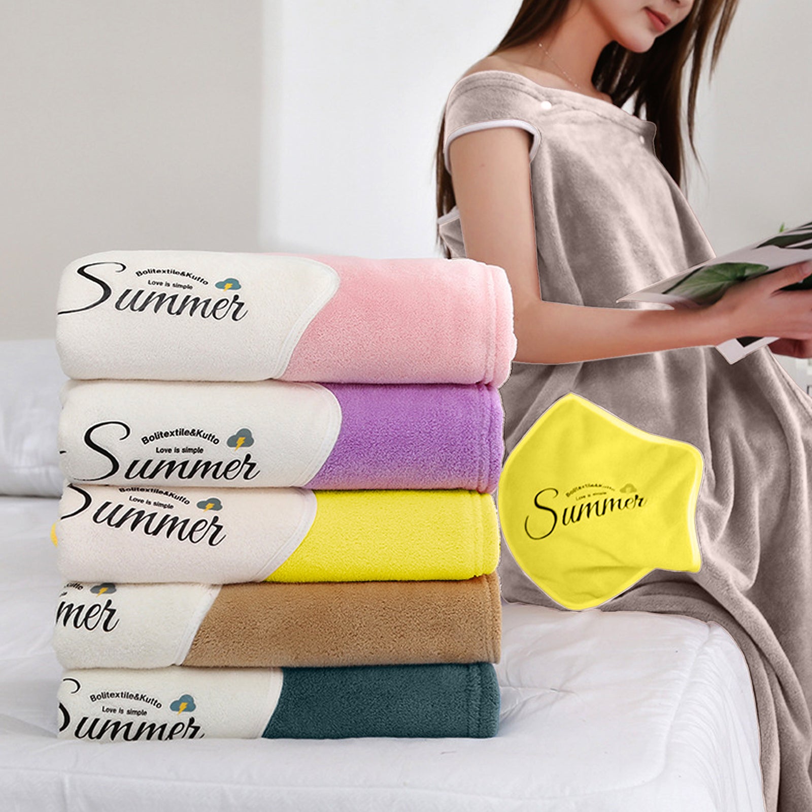 HOUSSE Wearable Spa Bath Towel for Women | Soft, Cozy Wrap with Snap Closure | 110 x 140 cms