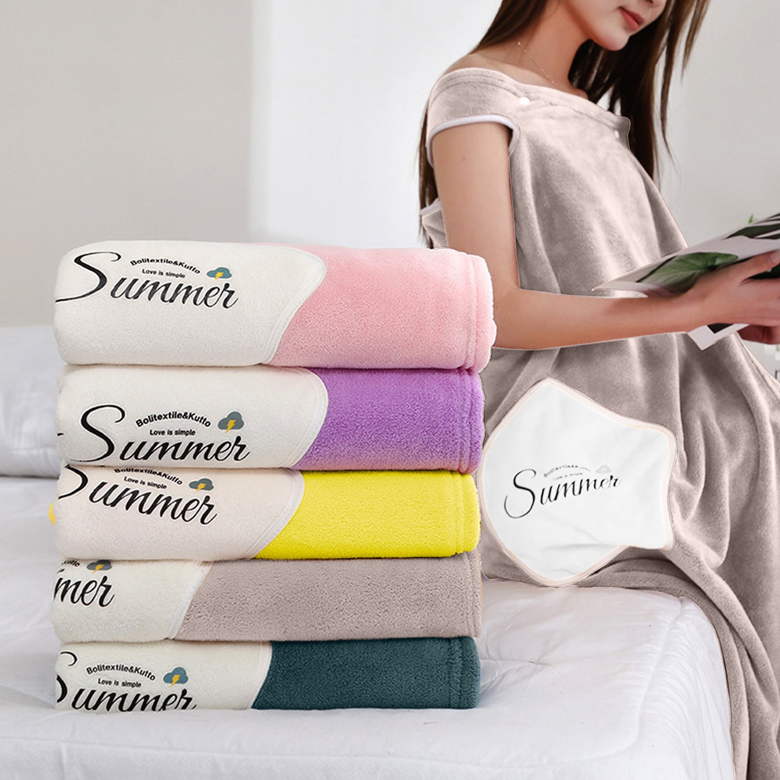 HOUSSE Wearable Spa Bath Towel for Women | Soft, Cozy Wrap with Snap Closure | 110 x 140 cms