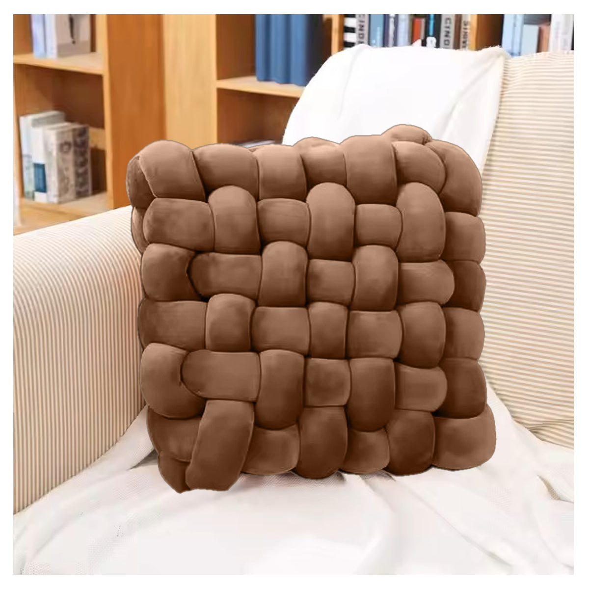 HOUSSE Chunky Knit Cushion | Soft Plush Woven Throw Pillow for Sofa & Bed