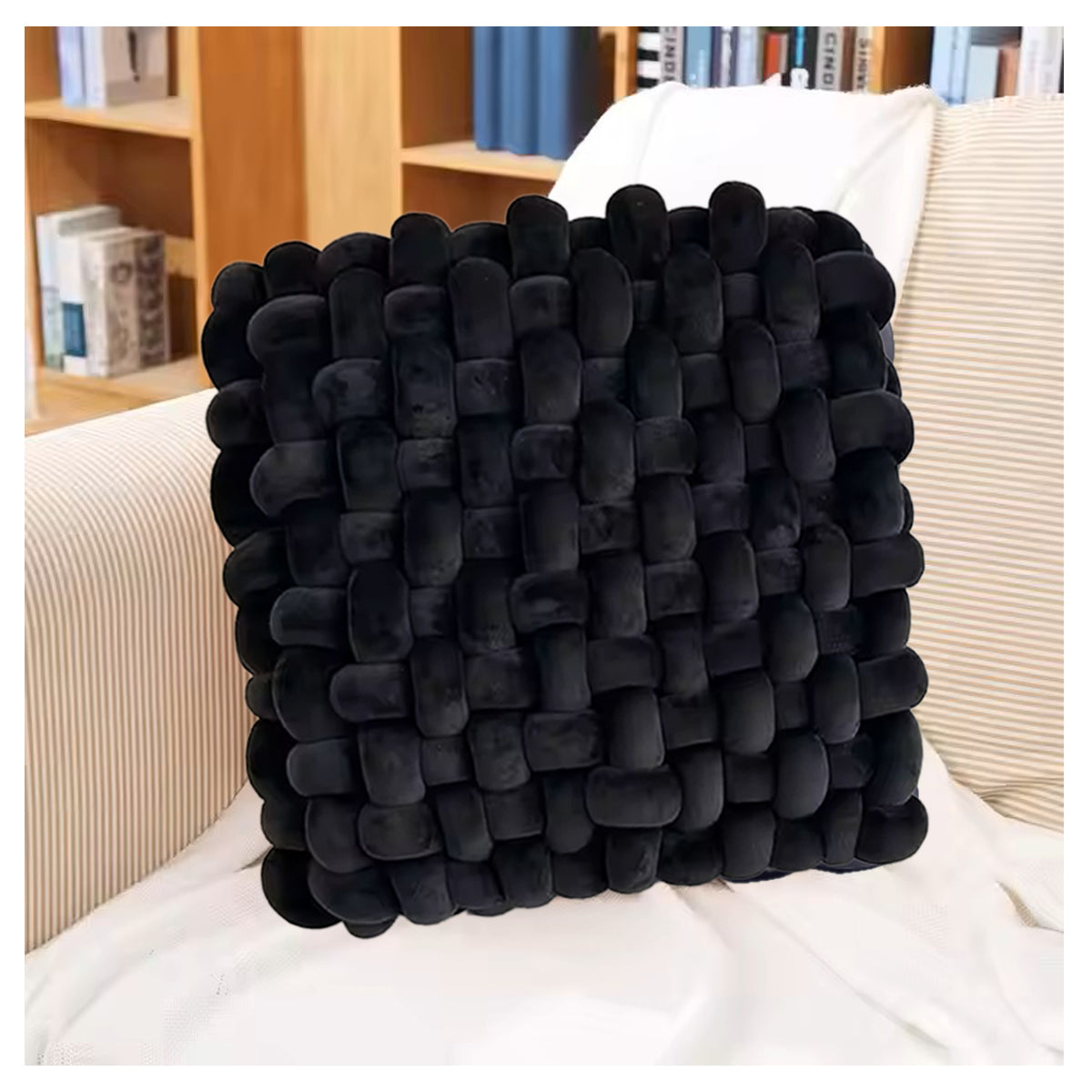HOUSSE Chunky Knit Cushion | Soft Plush Woven Throw Pillow for Sofa & Bed