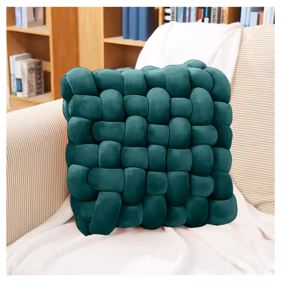 HOUSSE Chunky Knit Cushion | Soft Plush Woven Throw Pillow for Sofa & Bed