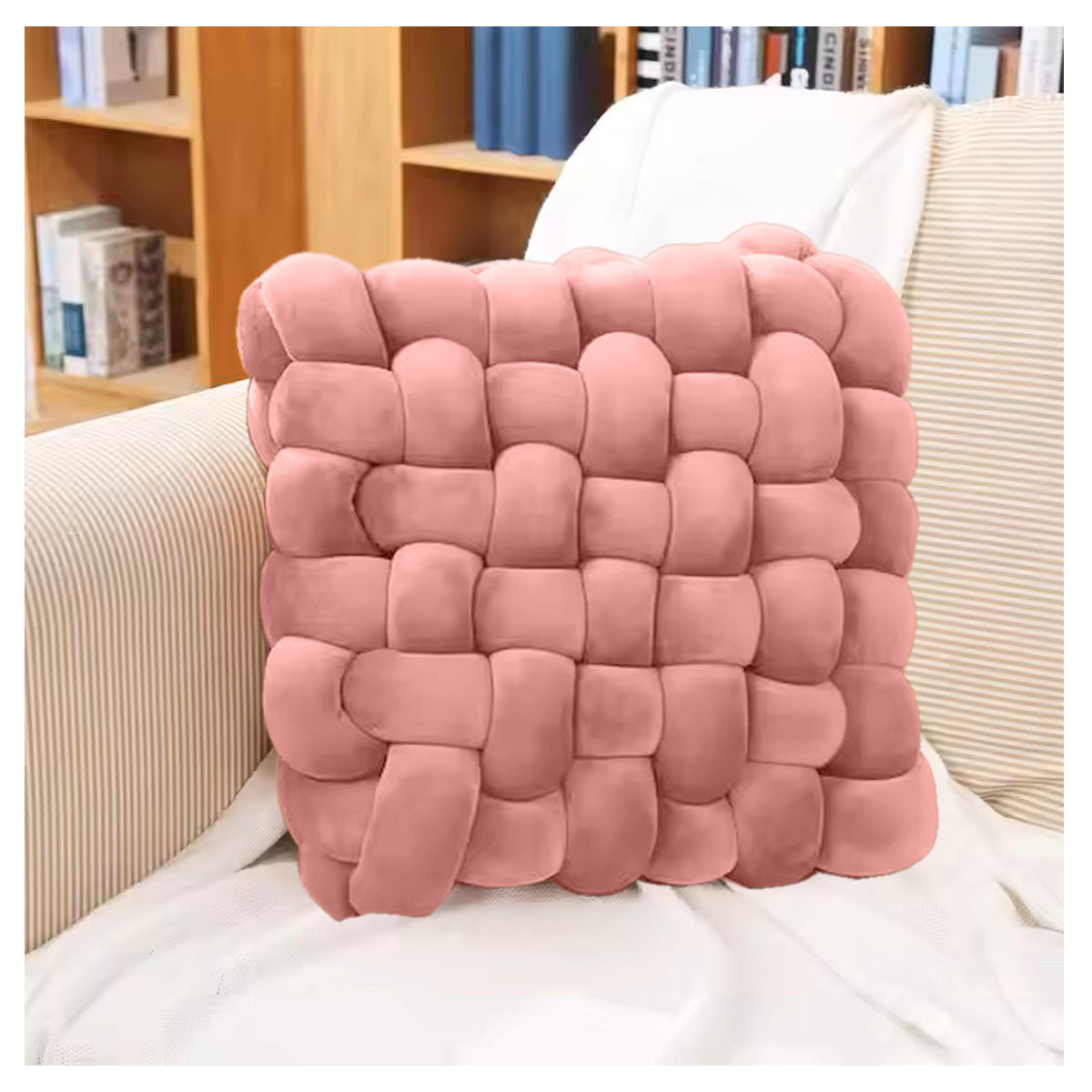 HOUSSE Chunky Knit Cushion | Soft Plush Woven Throw Pillow for Sofa & Bed