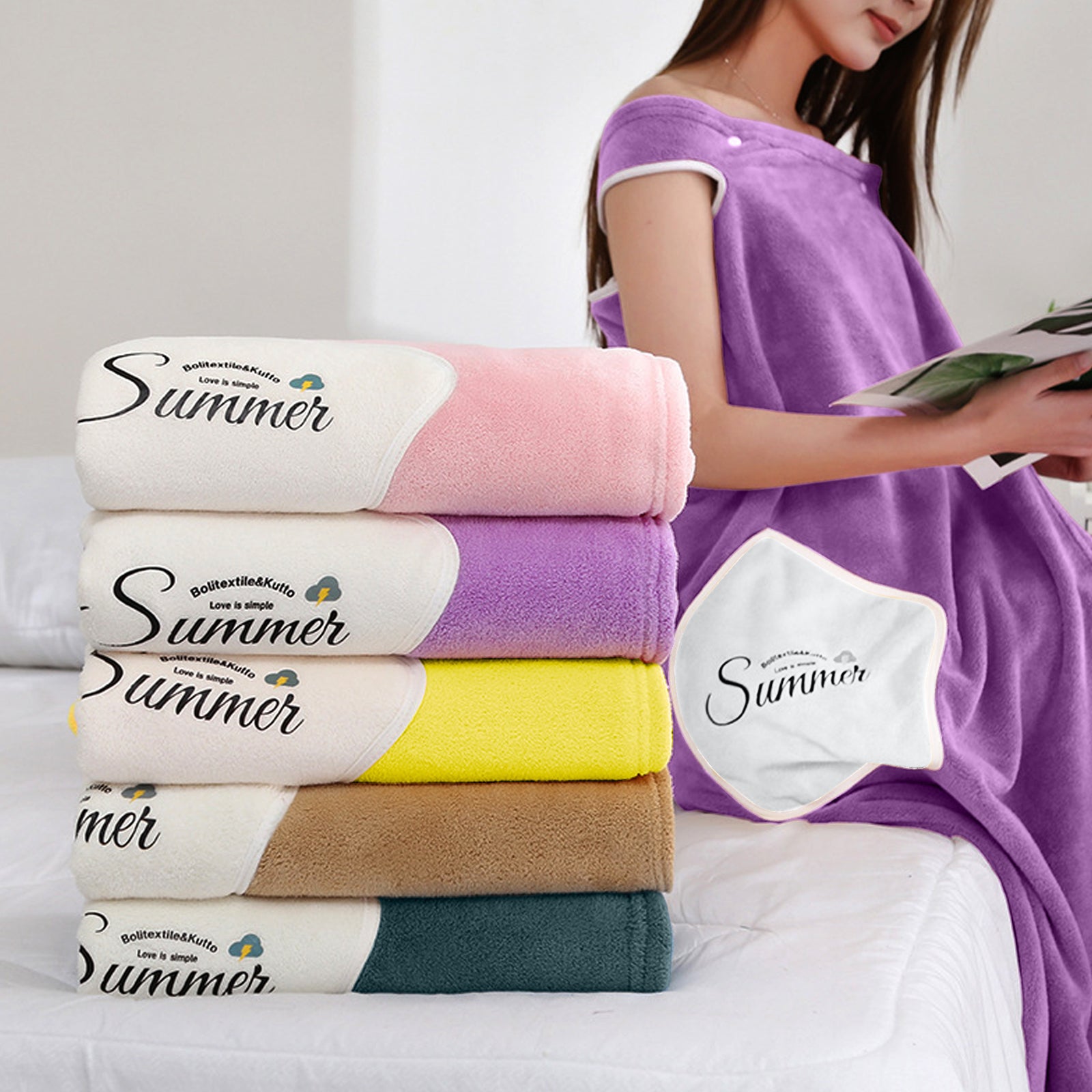 HOUSSE Wearable Spa Bath Towel for Women | Soft, Cozy Wrap with Snap Closure | 110 x 140 cms