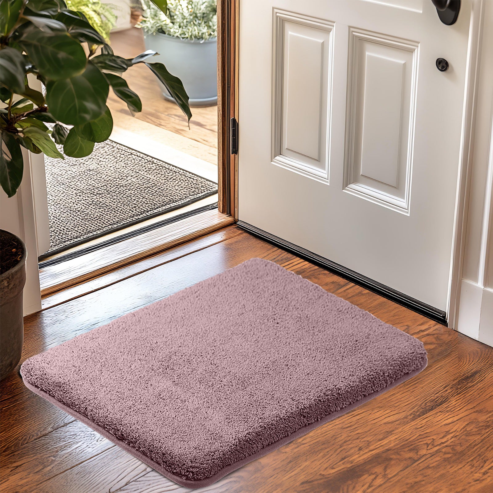 HOUSSE Anti Skid Ultra Absorbent Fluffy High Pile Plush Bathmat