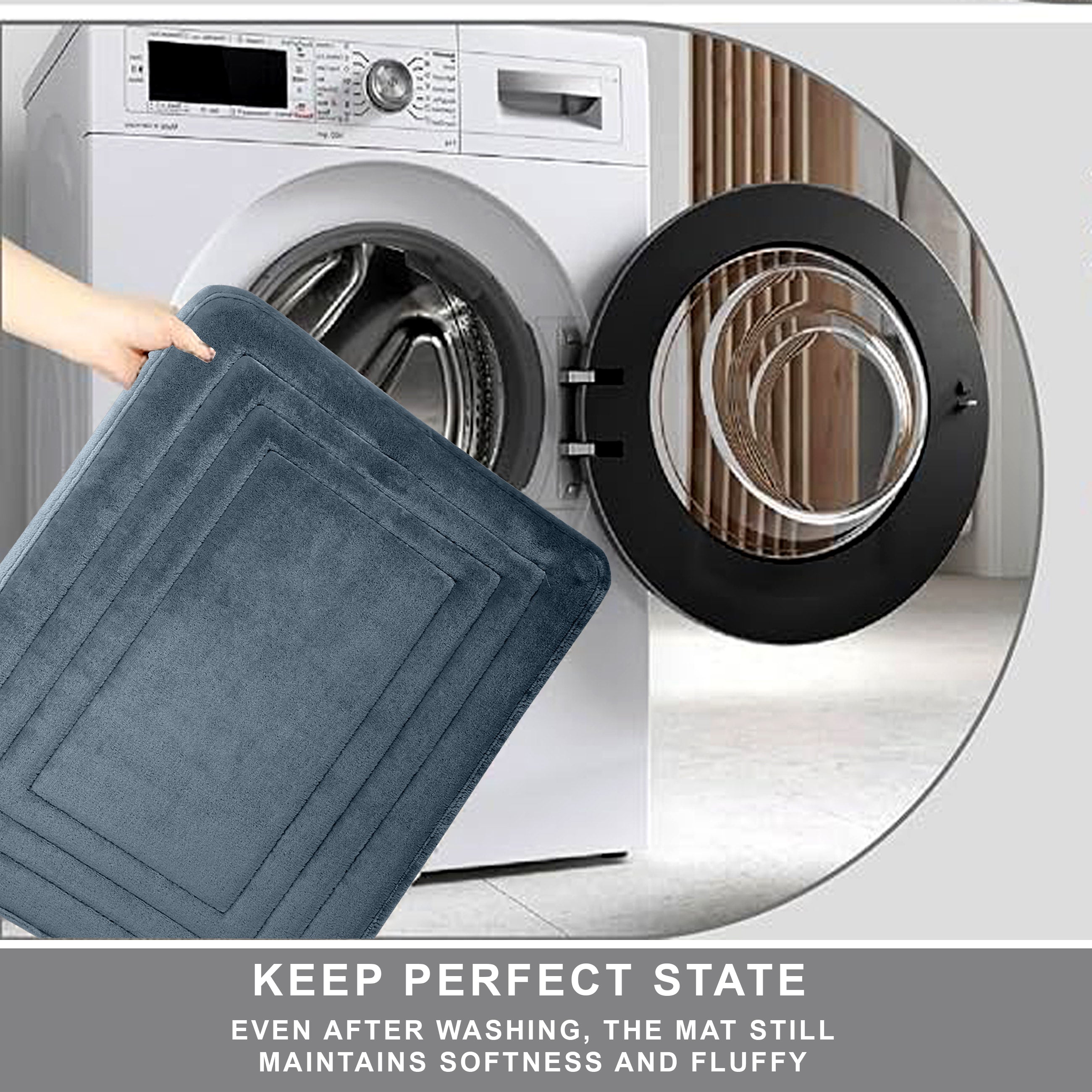 HOUSSE Premium Soft Microfiber Bath Mat with Cushioned Border Design