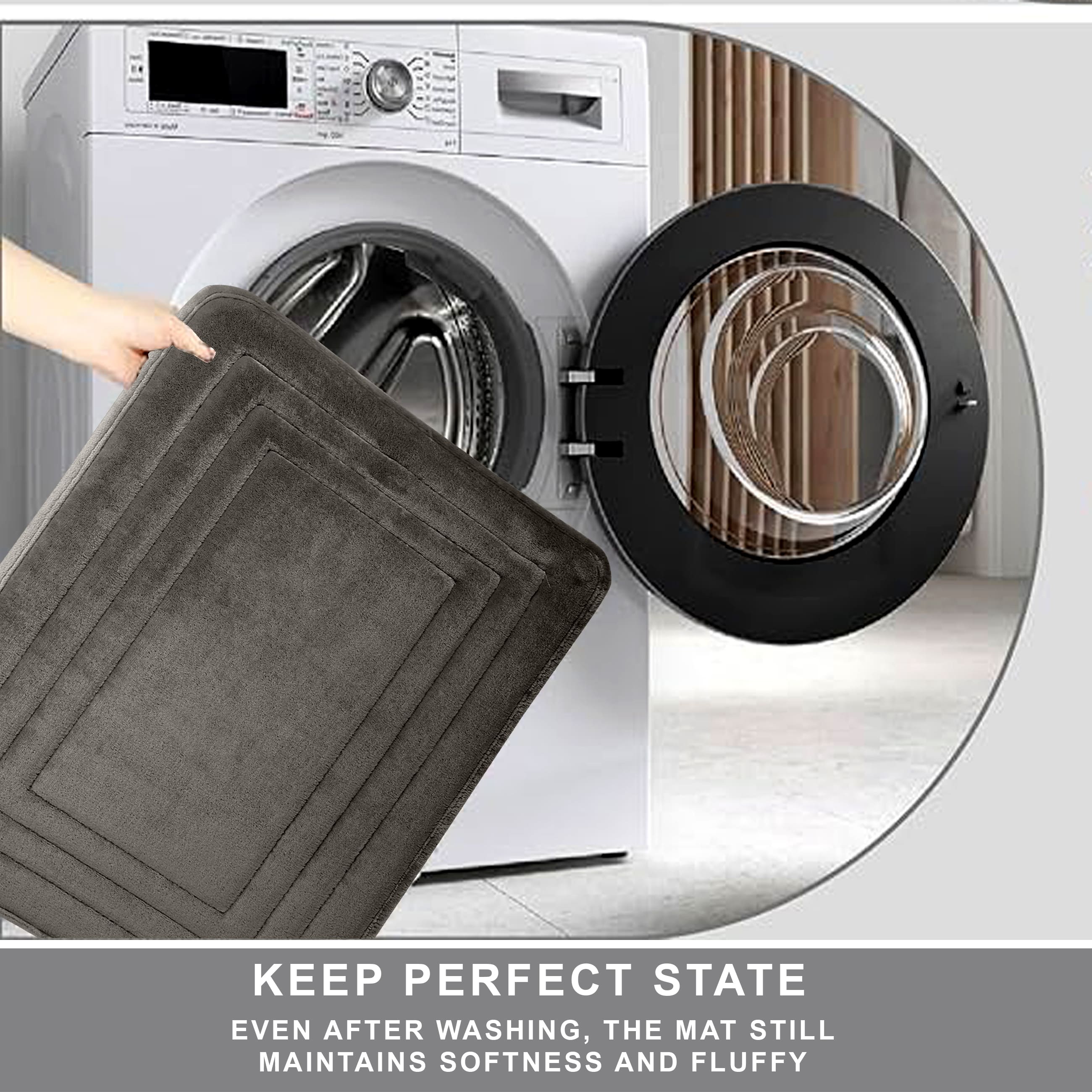 HOUSSE Premium Soft Microfiber Bath Mat with Cushioned Border Design