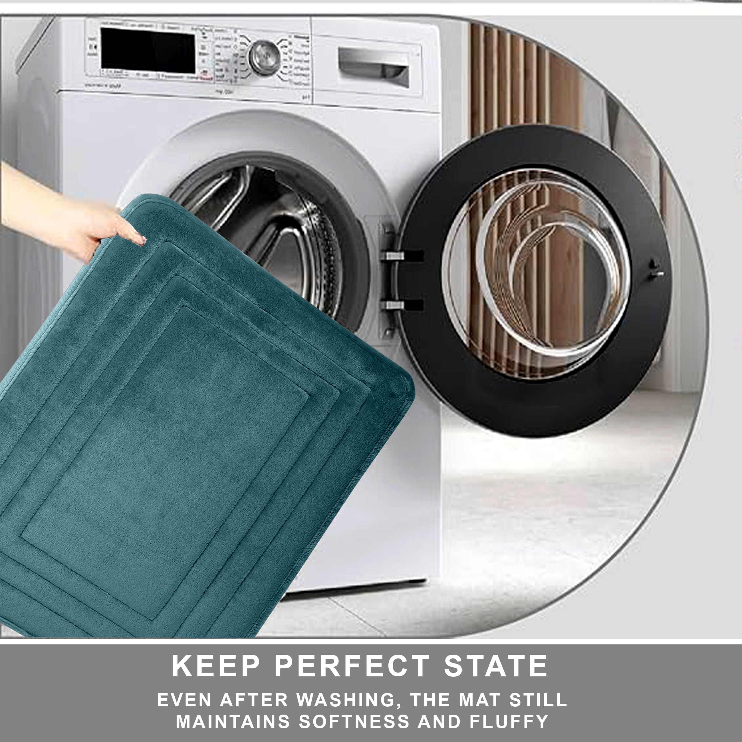 HOUSSE Premium Soft Microfiber Bath Mat with Cushioned Border Design
