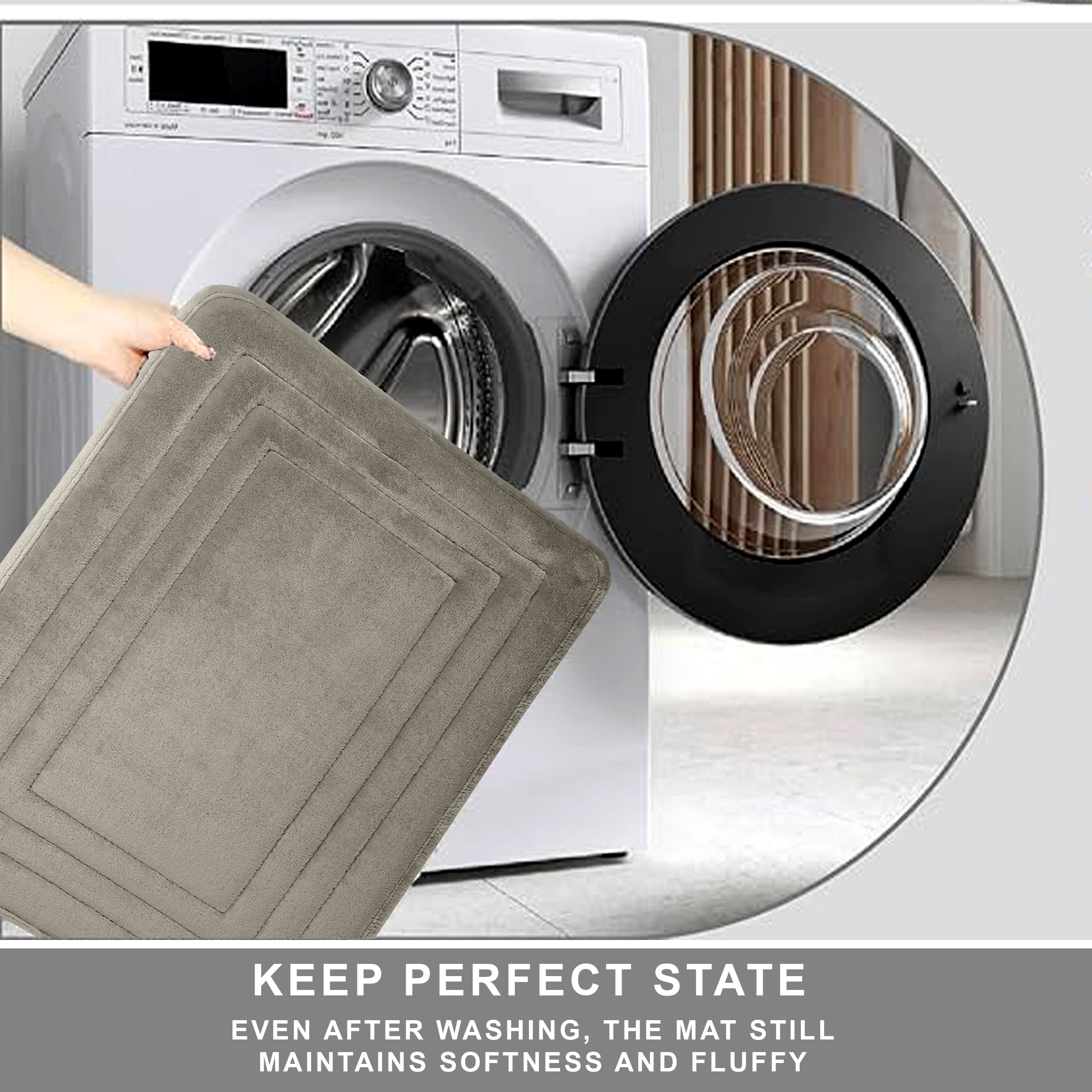 HOUSSE Premium Soft Microfiber Bath Mat with Cushioned Border Design