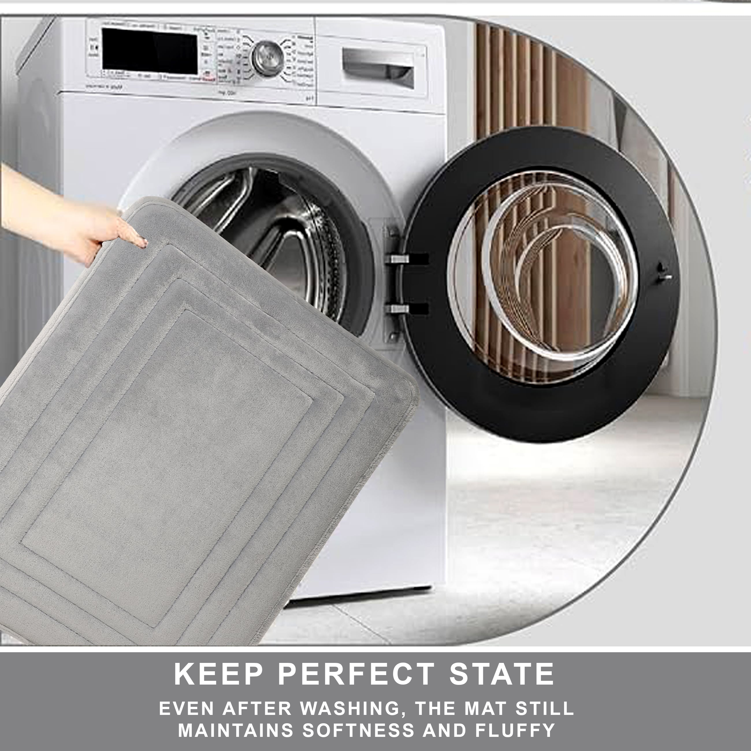 HOUSSE Premium Soft Microfiber Bath Mat with Cushioned Border Design