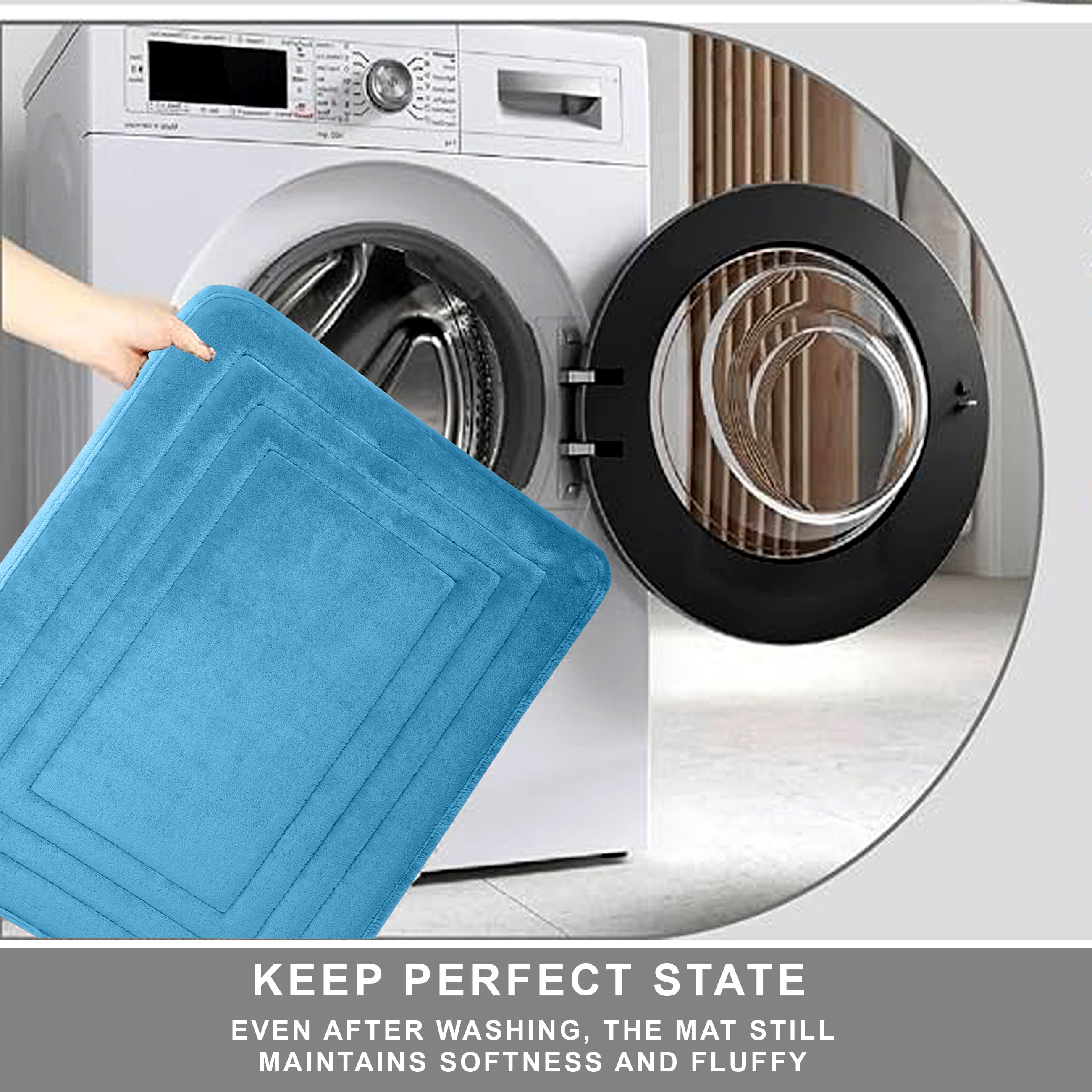 HOUSSE Premium Soft Microfiber Bath Mat with Cushioned Border Design