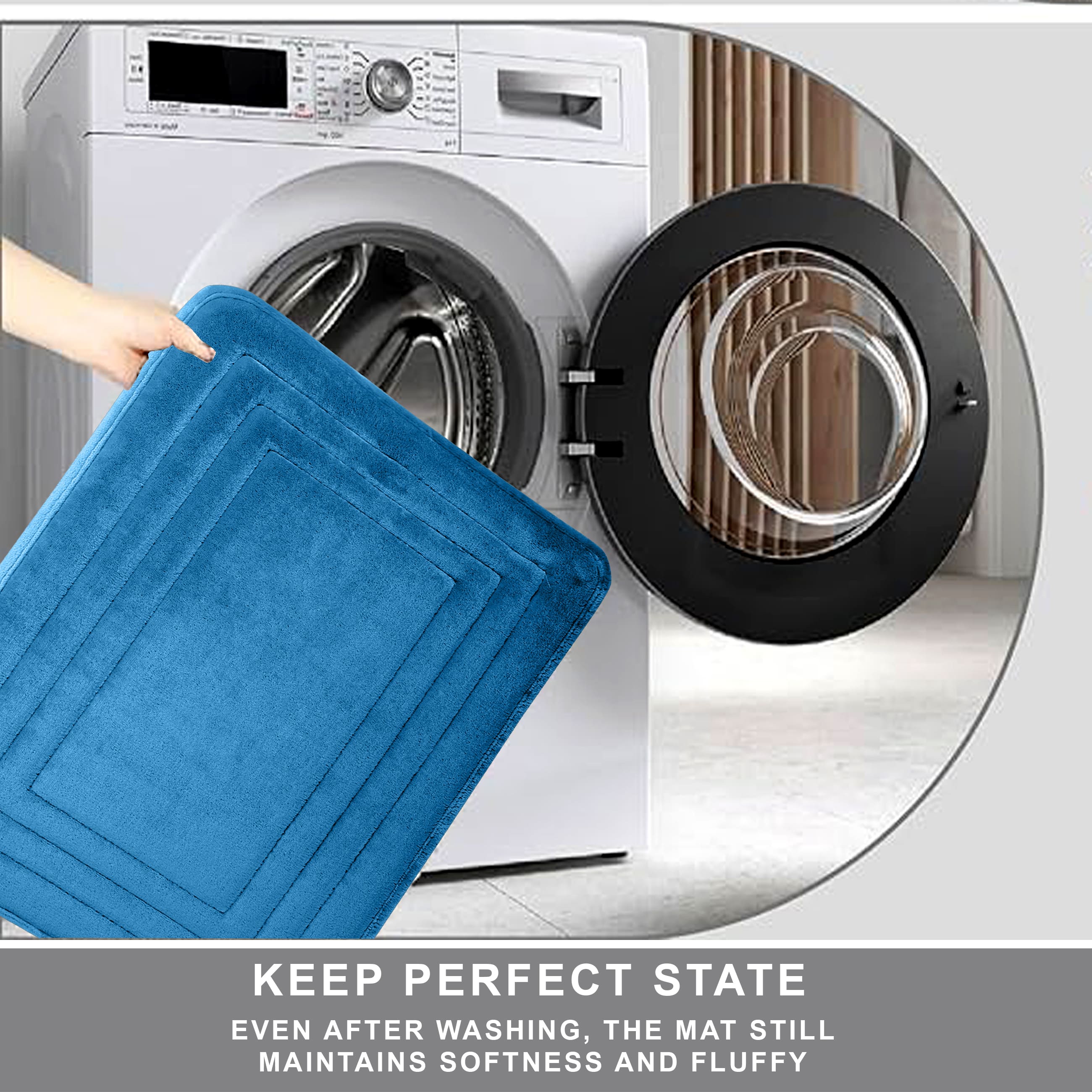 HOUSSE Premium Soft Microfiber Bath Mat with Cushioned Border Design