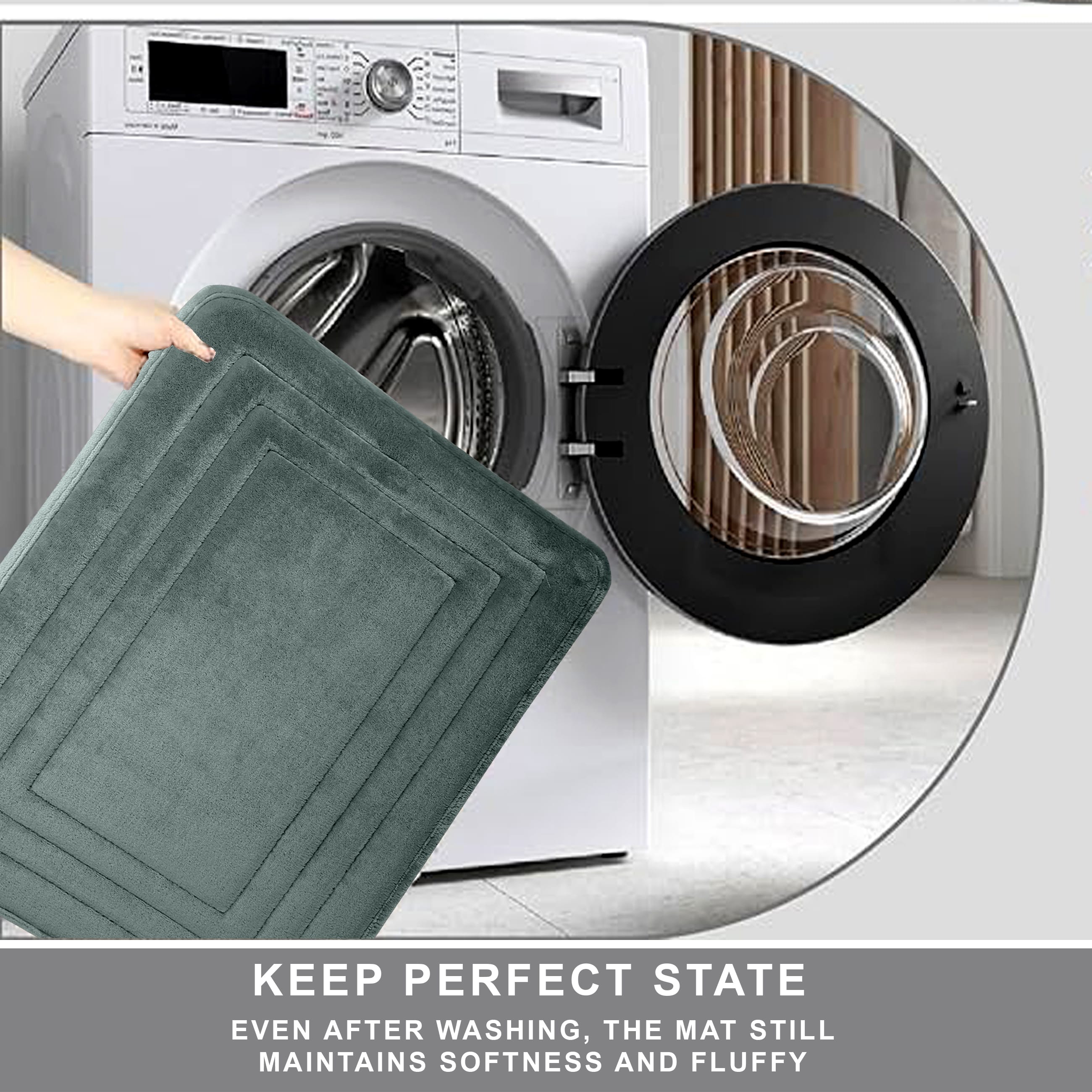 HOUSSE Premium Soft Microfiber Bath Mat with Cushioned Border Design