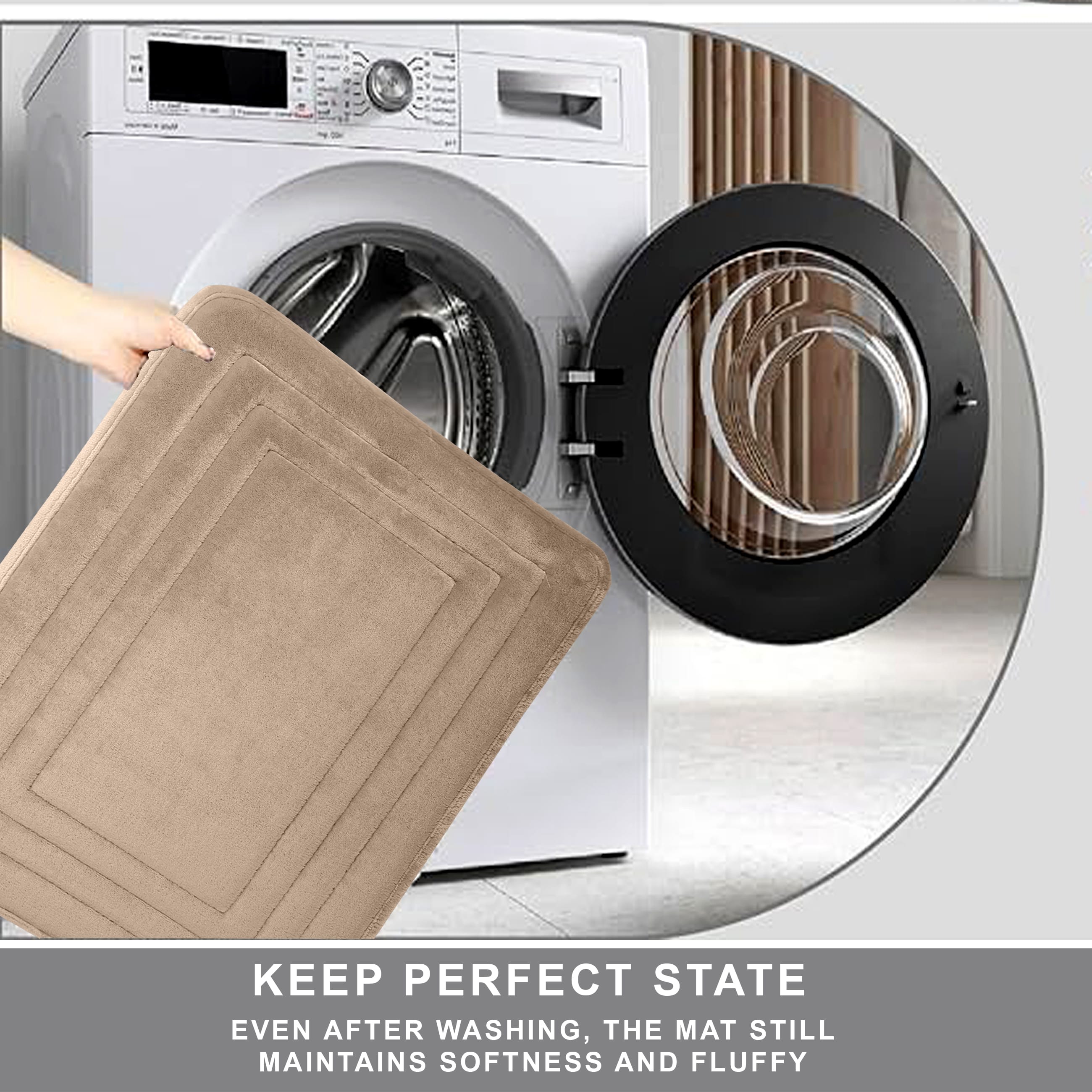 HOUSSE Premium Soft Microfiber Bath Mat with Cushioned Border Design