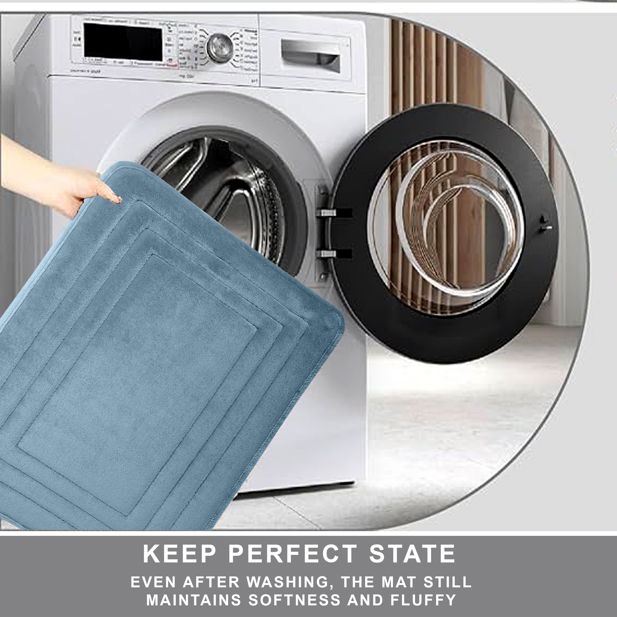 HOUSSE Premium Soft Microfiber Bath Mat with Cushioned Border Design