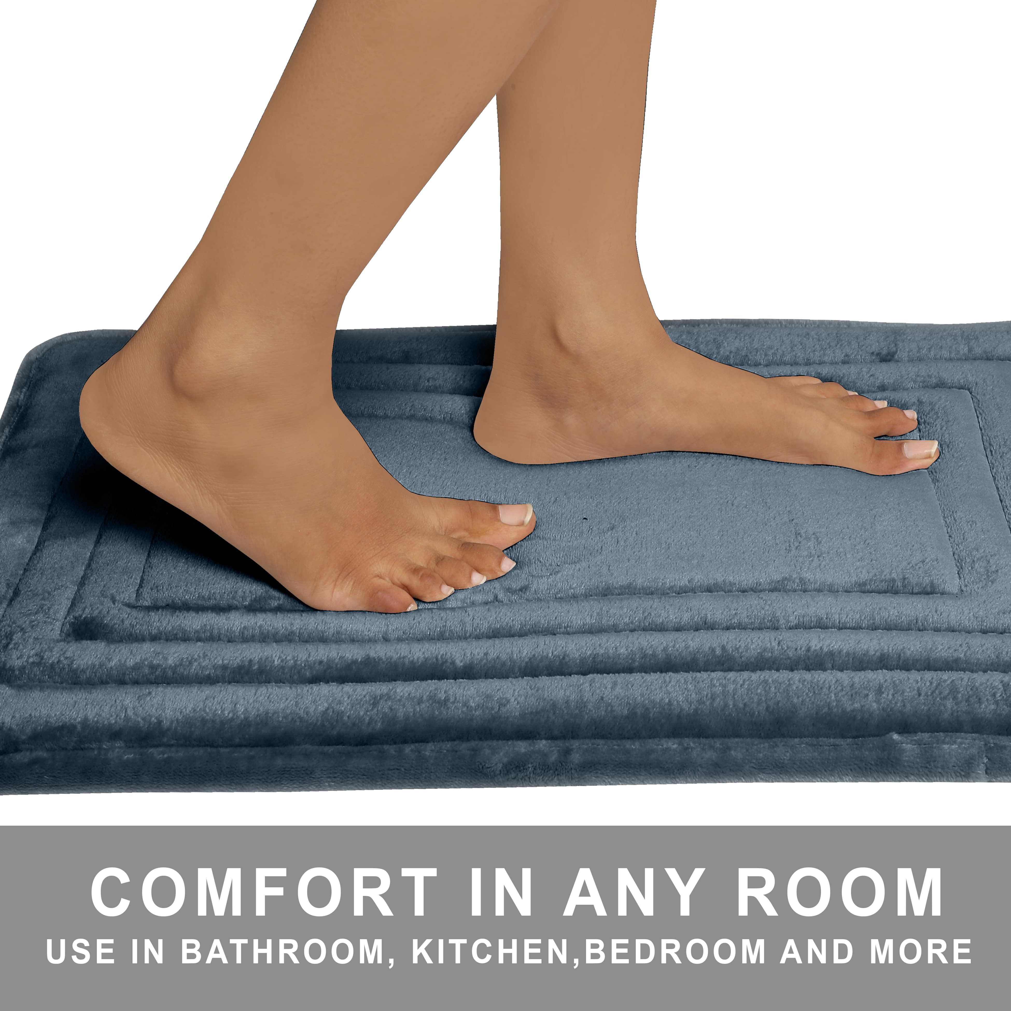 HOUSSE Premium Soft Microfiber Bath Mat with Cushioned Border Design