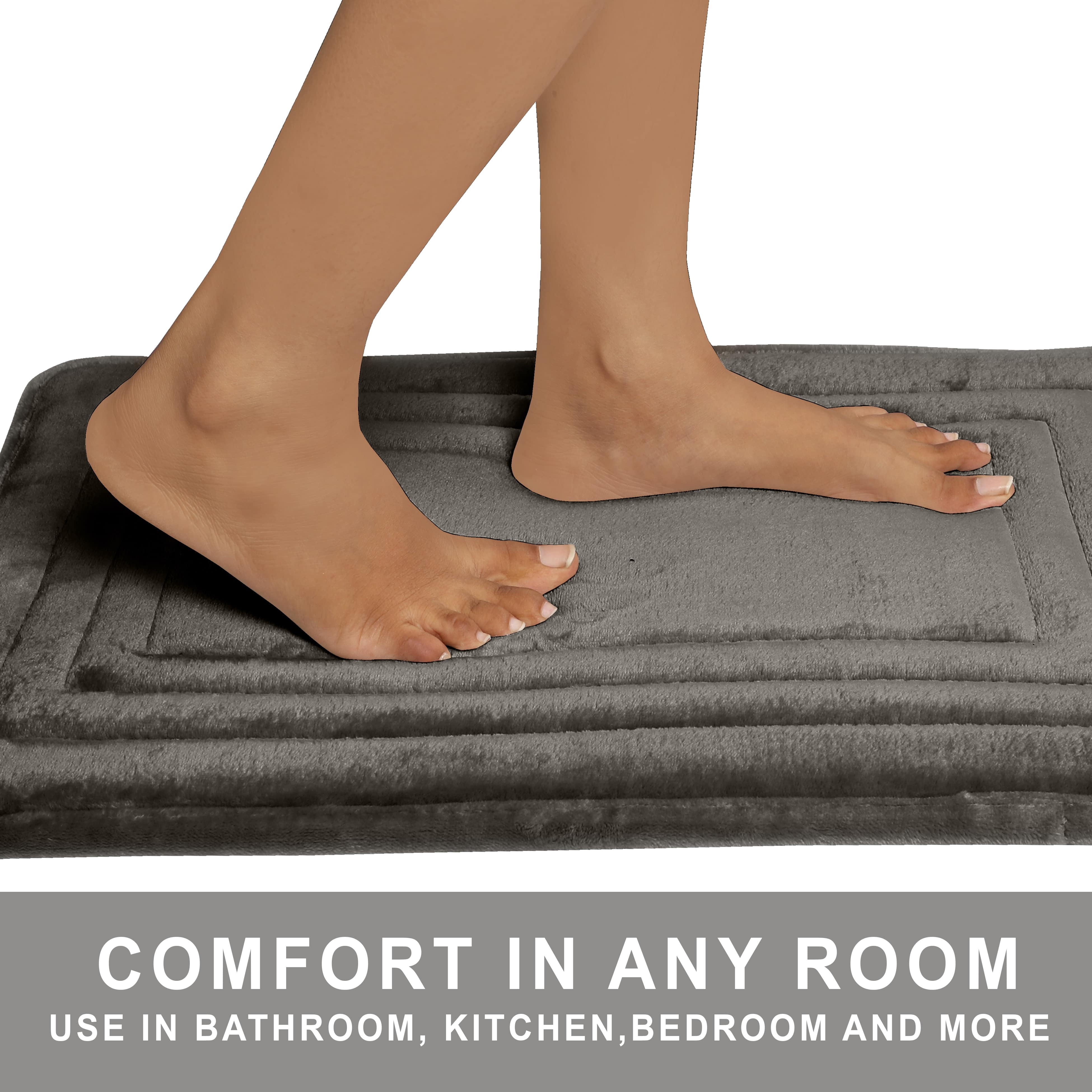 HOUSSE Premium Soft Microfiber Bath Mat with Cushioned Border Design