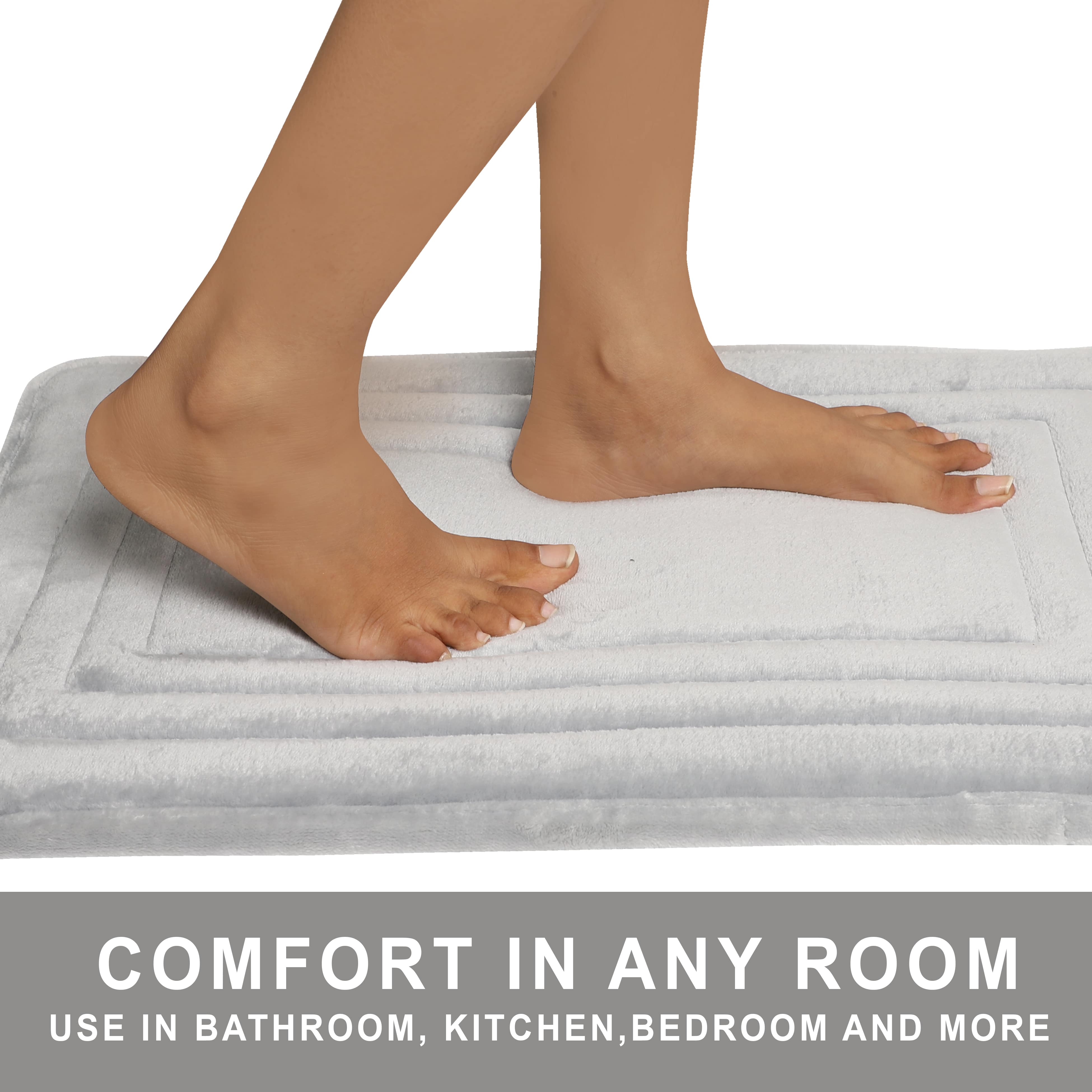HOUSSE Premium Soft Microfiber Bath Mat with Cushioned Border Design