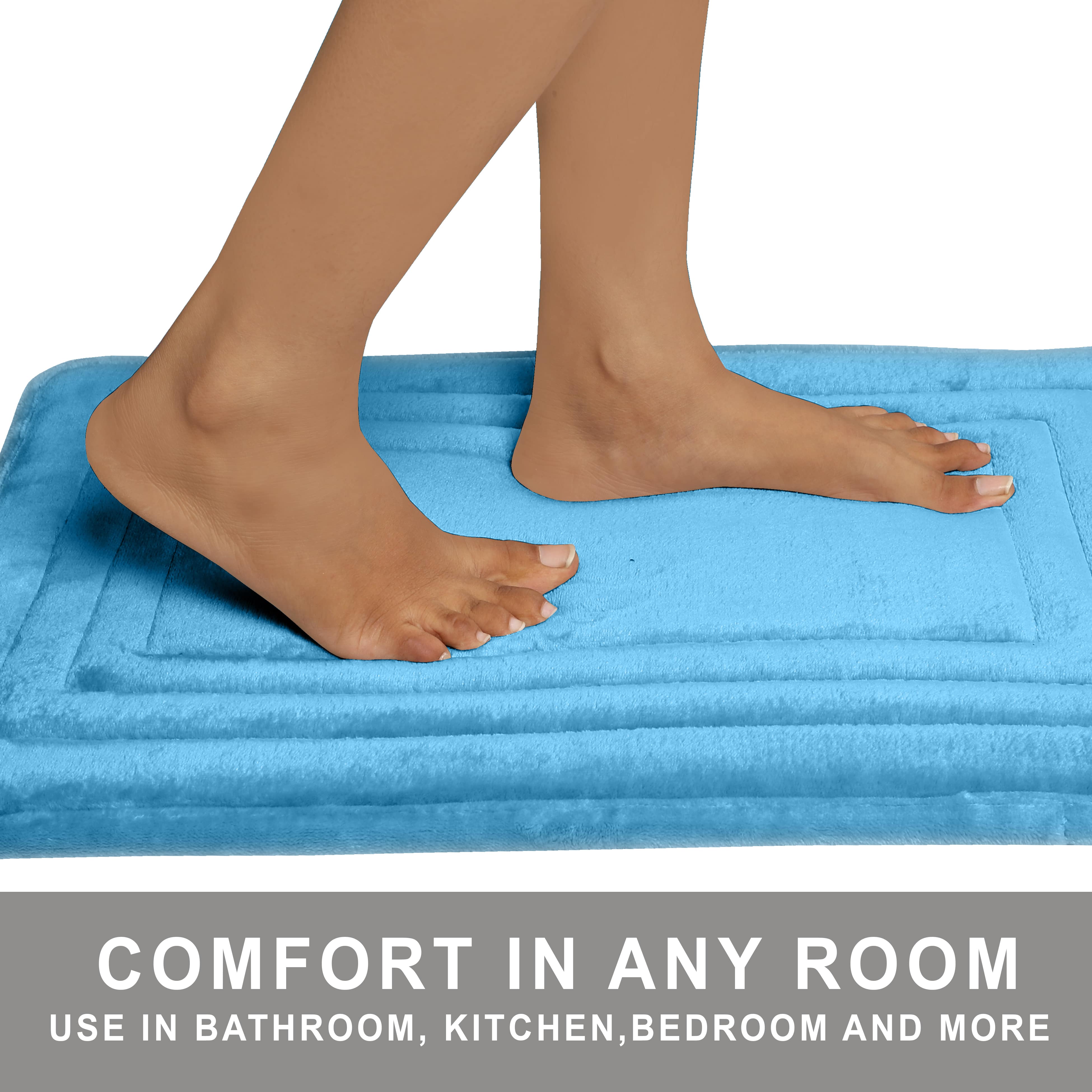 HOUSSE Premium Soft Microfiber Bath Mat with Cushioned Border Design
