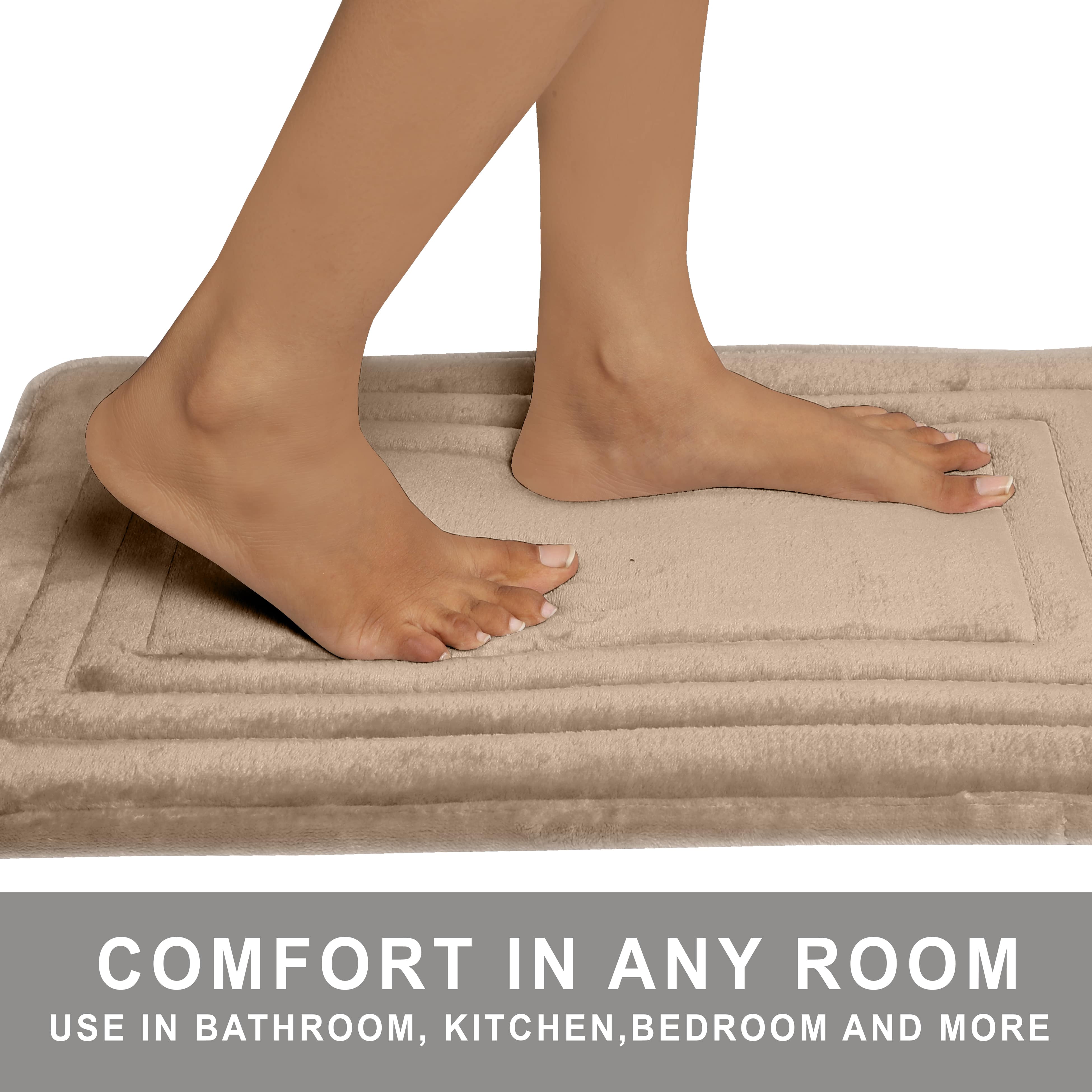 HOUSSE Premium Soft Microfiber Bath Mat with Cushioned Border Design
