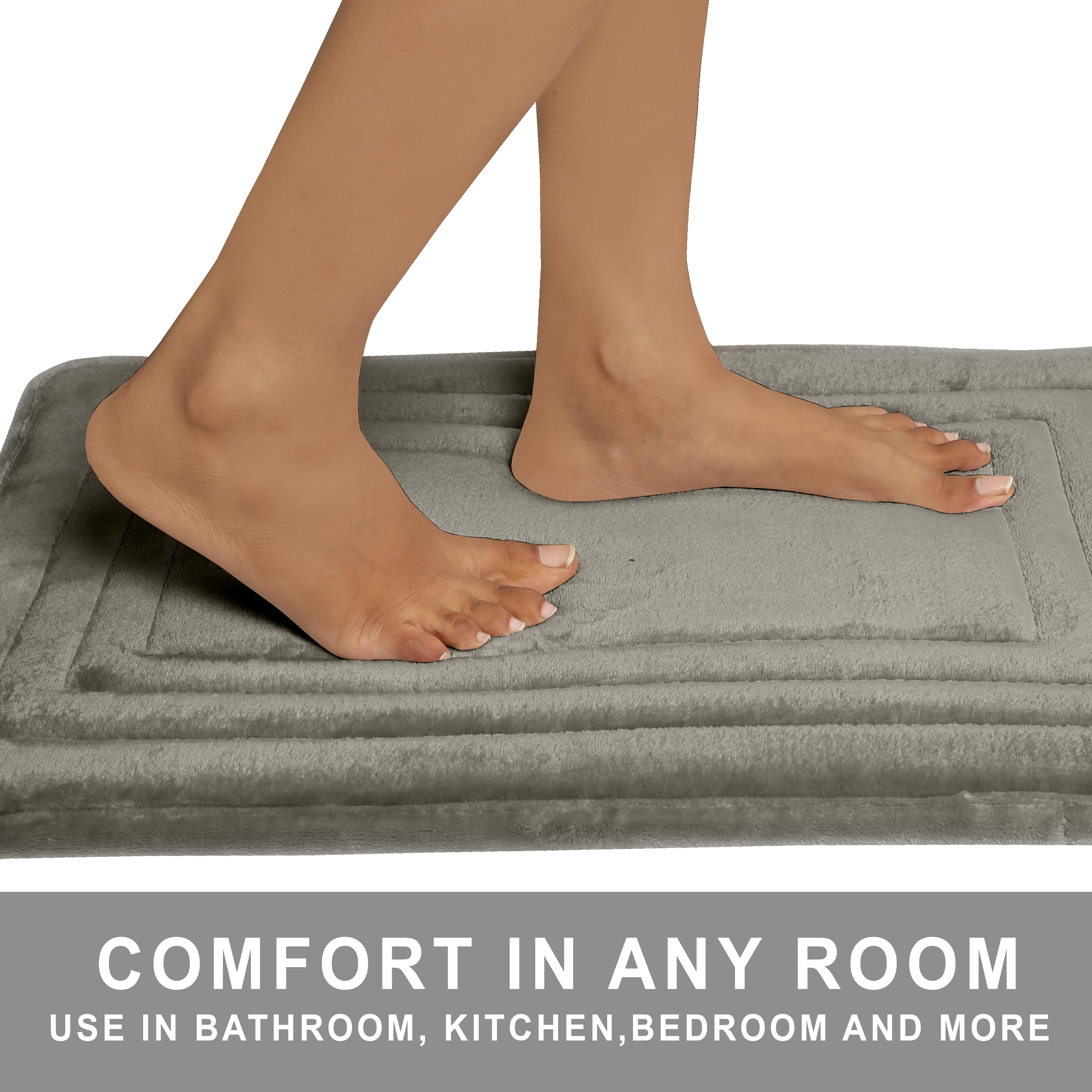 HOUSSE Premium Soft Microfiber Bath Mat with Cushioned Border Design