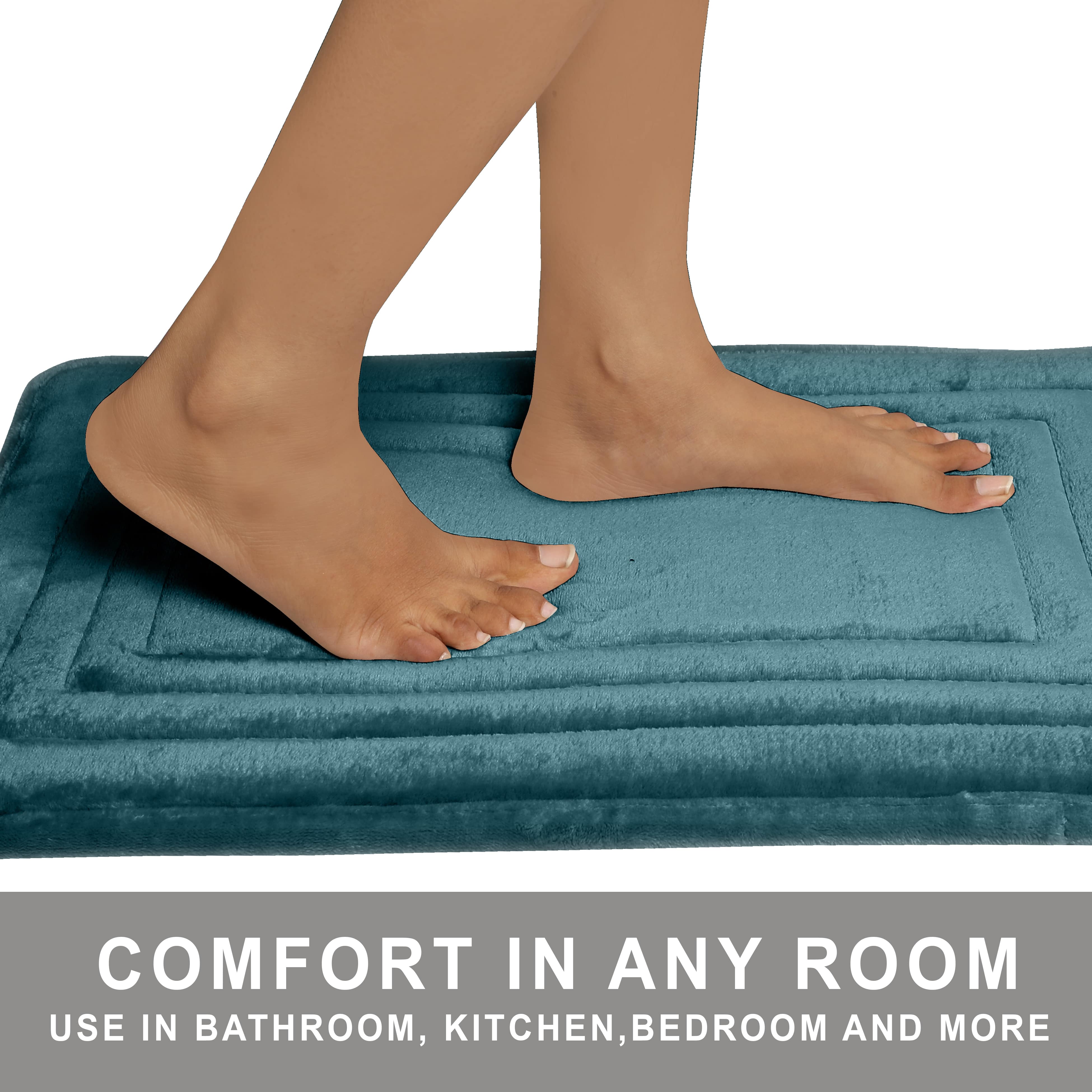 HOUSSE Premium Soft Microfiber Bath Mat with Cushioned Border Design